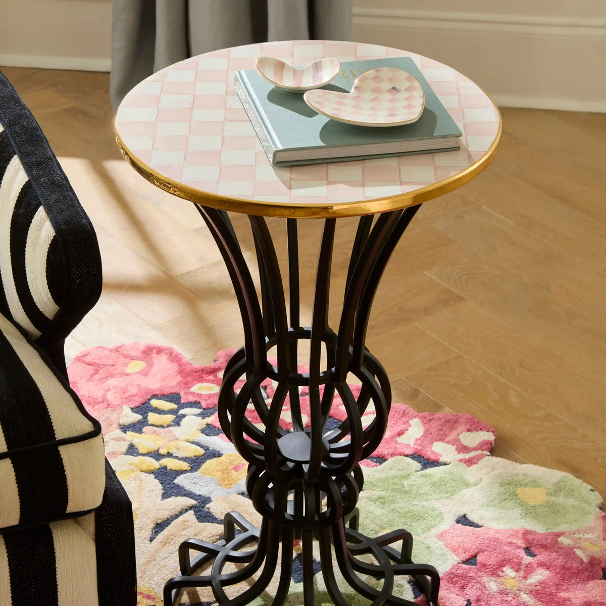 Courtly Check Pedestal Accent Table