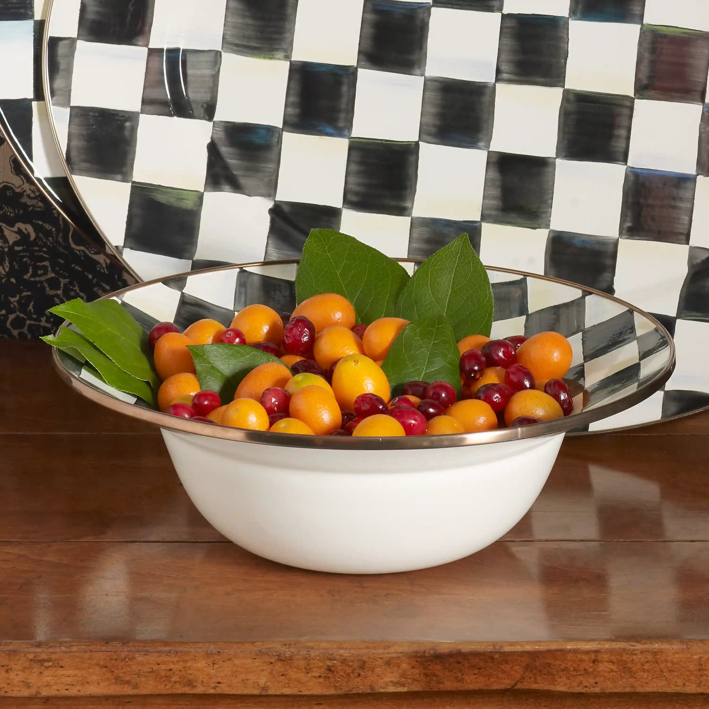 Violet Check Serving Bowl