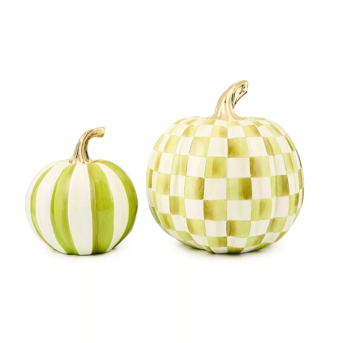 Classic Mocha Stripe Small & Check Medium Pumpkin Set