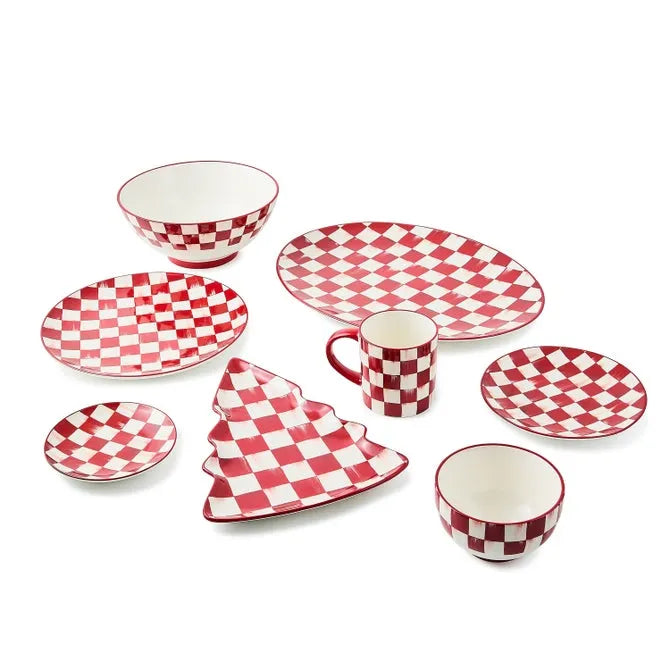 Cherry Check Salad Plates, Set of 4