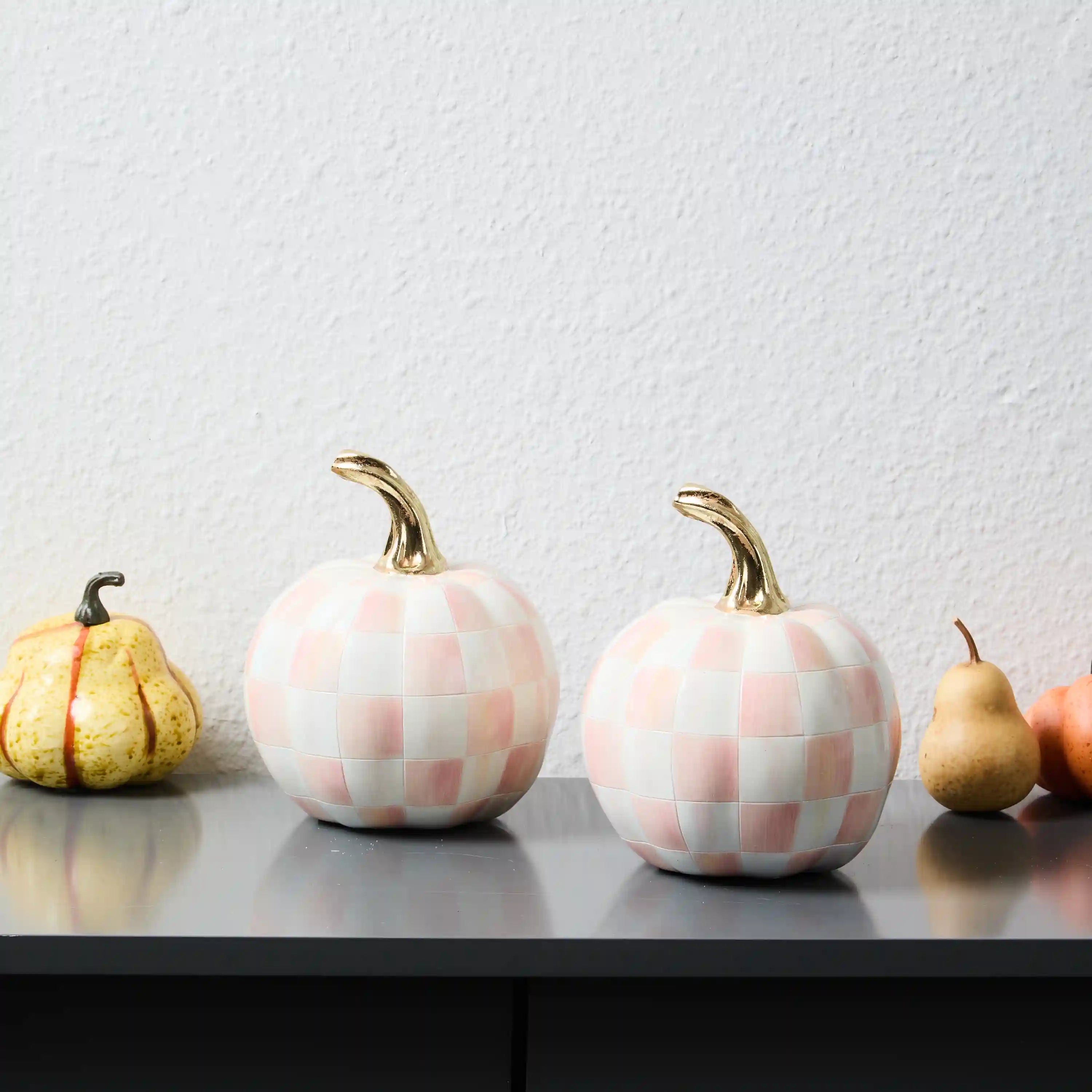Classic Sterling Check Mini Pumpkin Set of 2