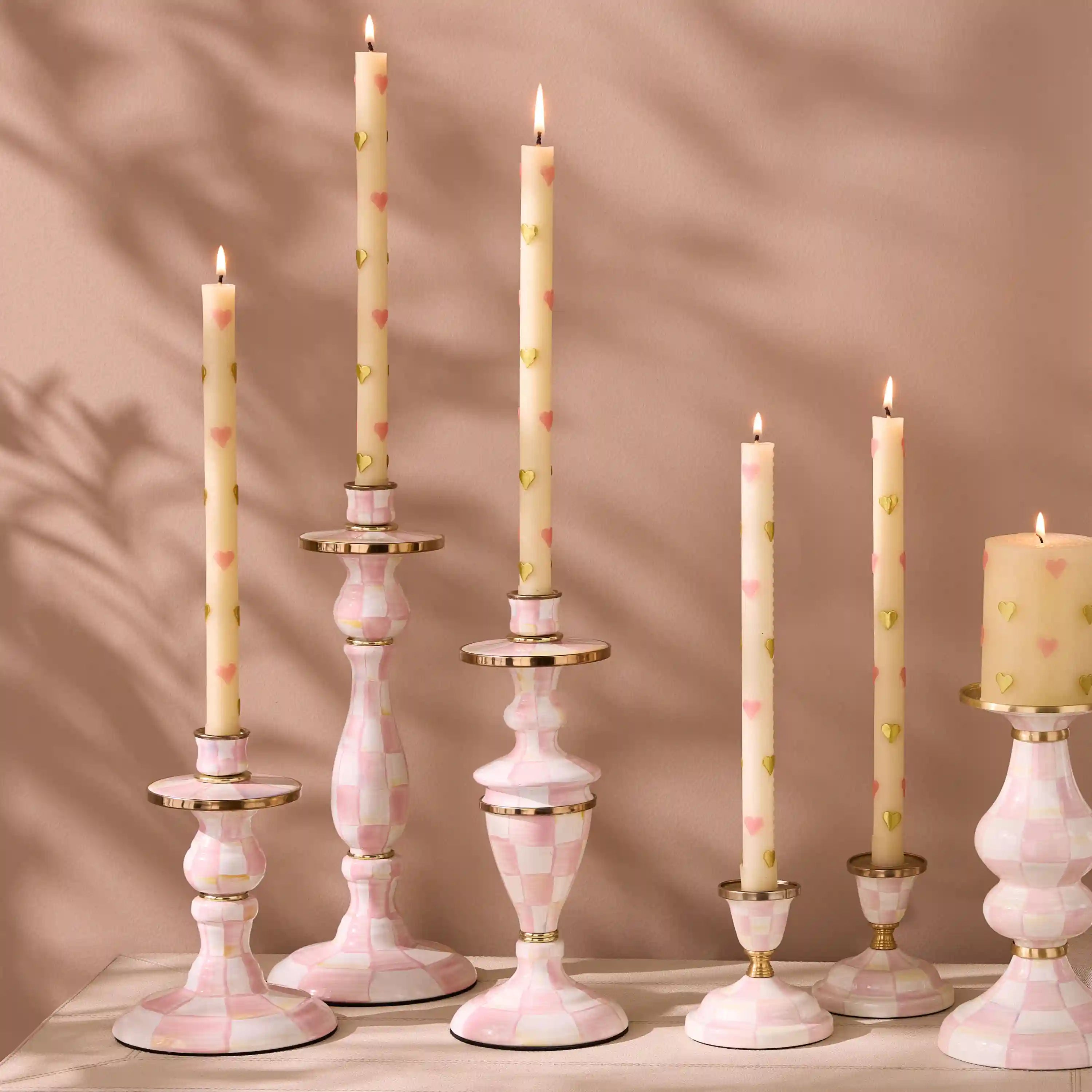 Emerald Check Large Candlestick