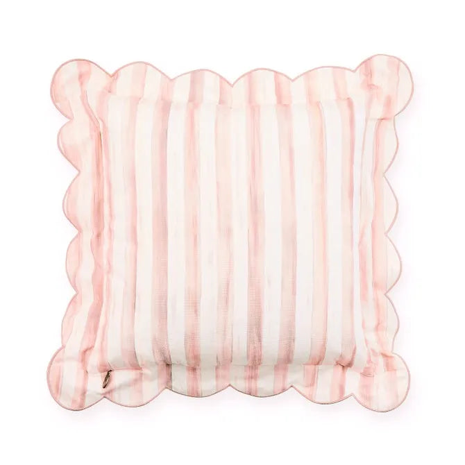 Rosy Check Reversible Scalloped Throw Pillow
