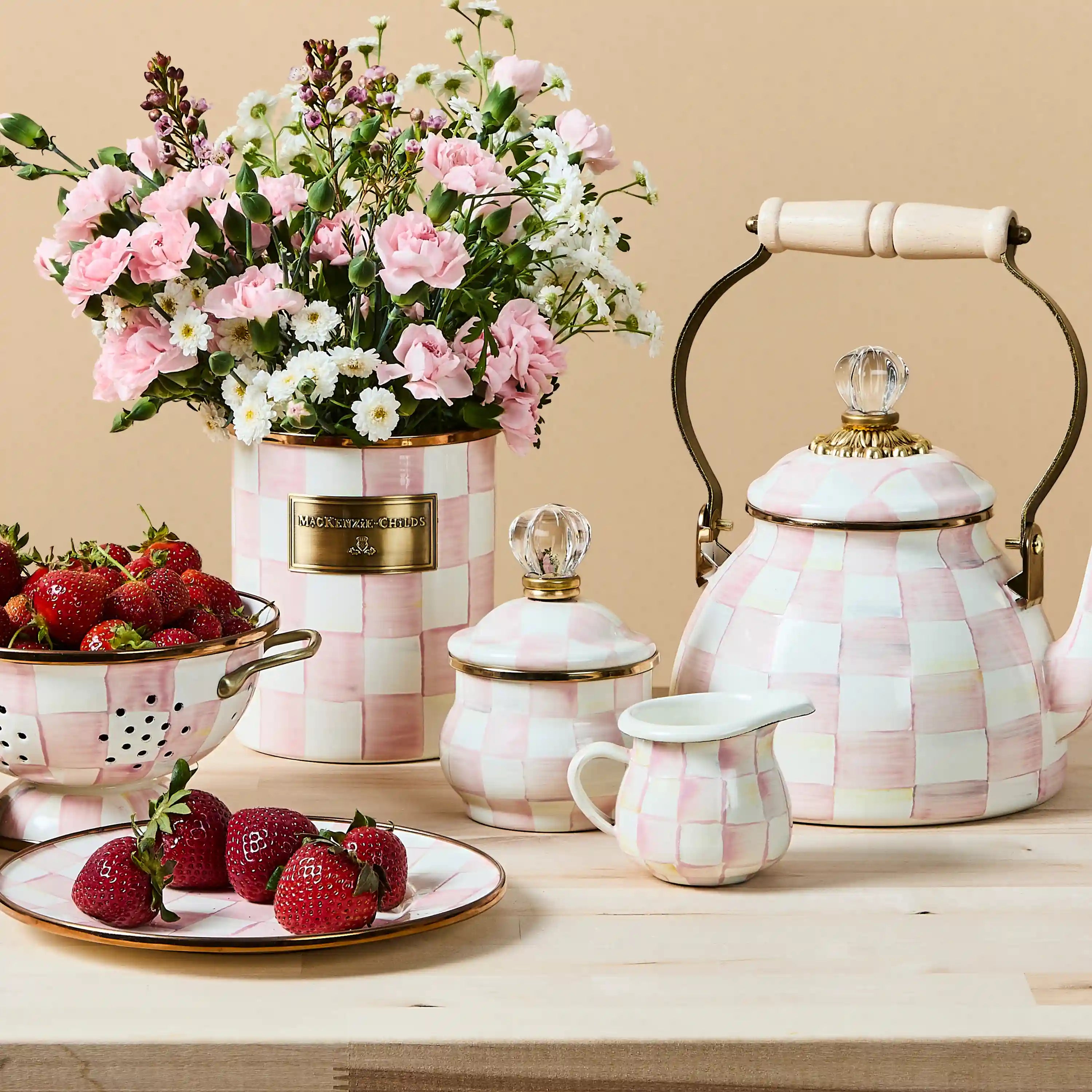 Mocha Check Lidded Sugar Bowl