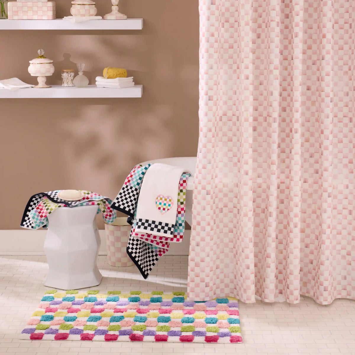 Violet Check Shower Curtain