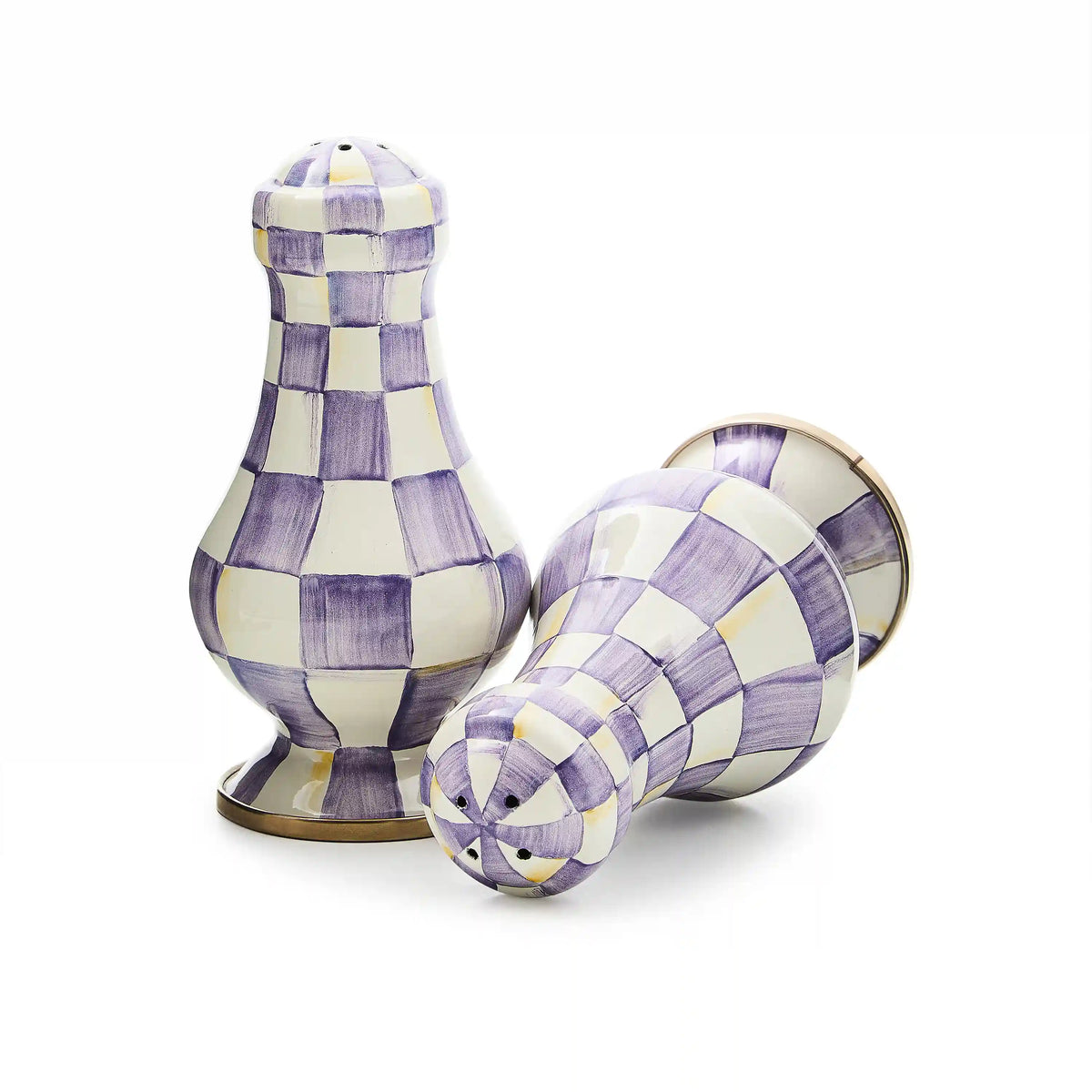 Mocha Check Large Salt & Pepper Shakers