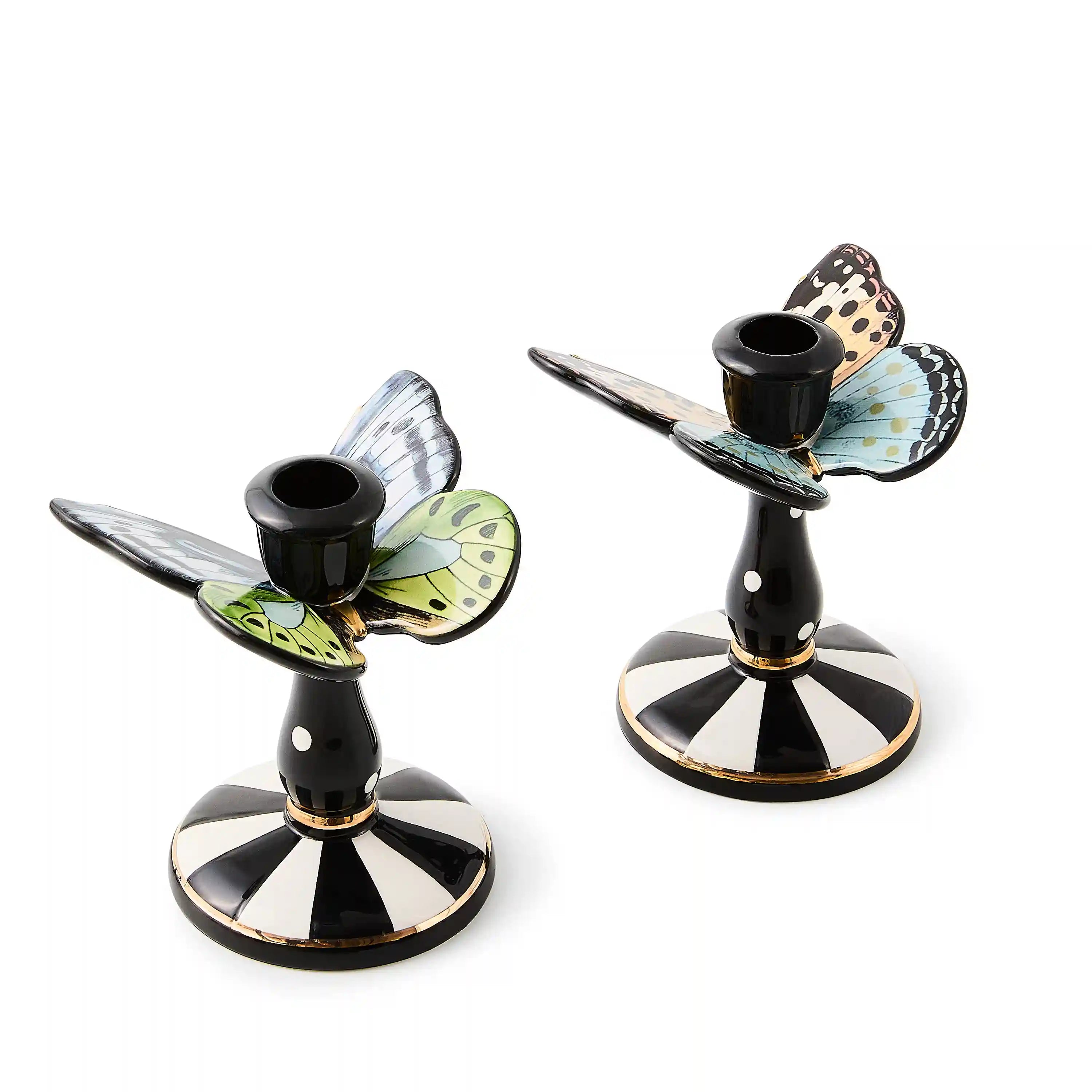 Butterfly Toile Candle Holders, Set of 2