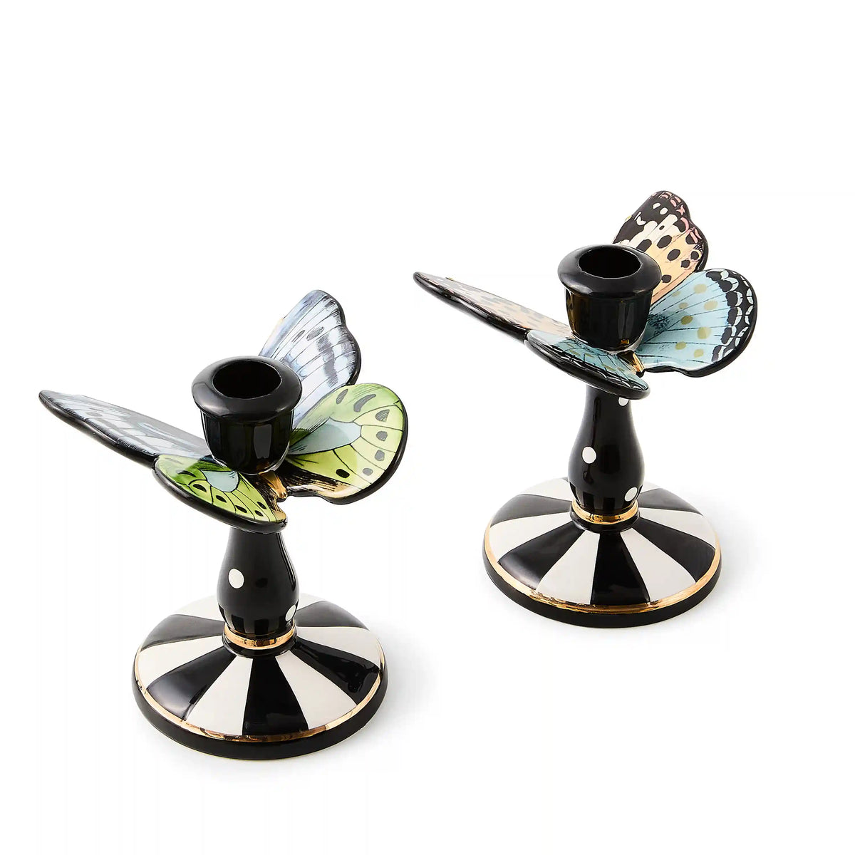 Rosy Check Butterfly Candle Holders, Set of 2