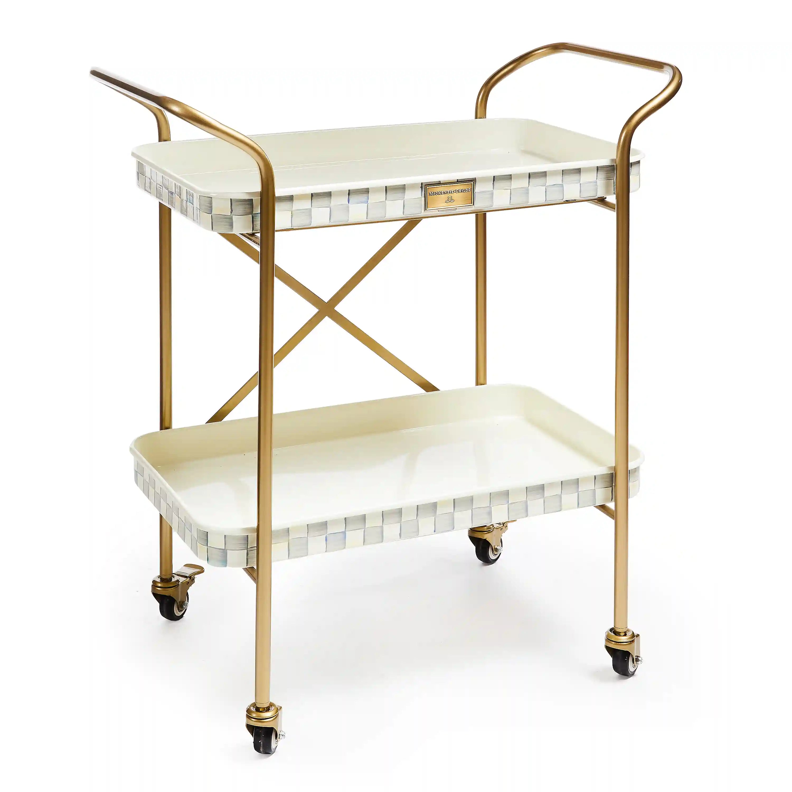 Rosy Check 2-Tier Kitchen Cart