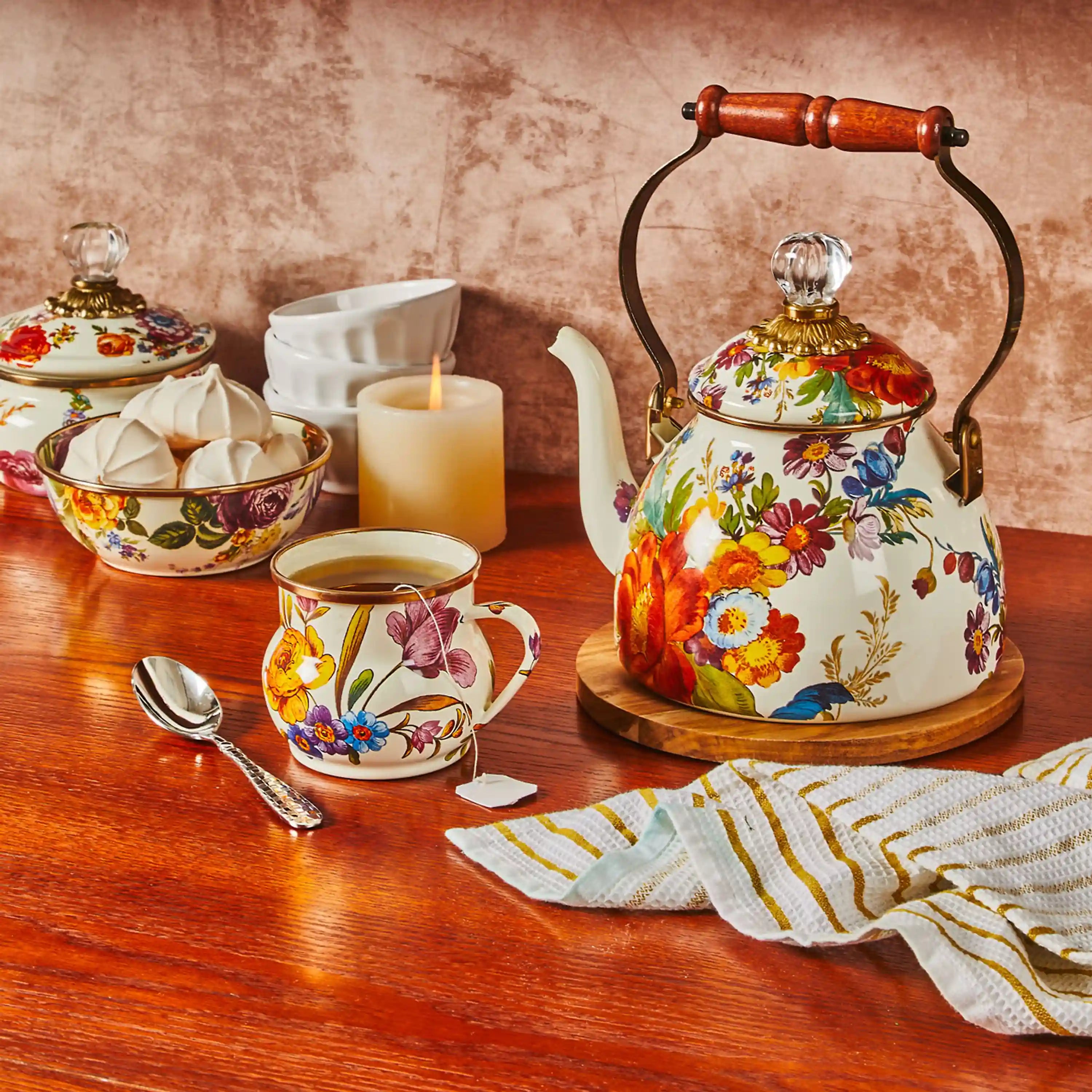 White Flower Market Mug