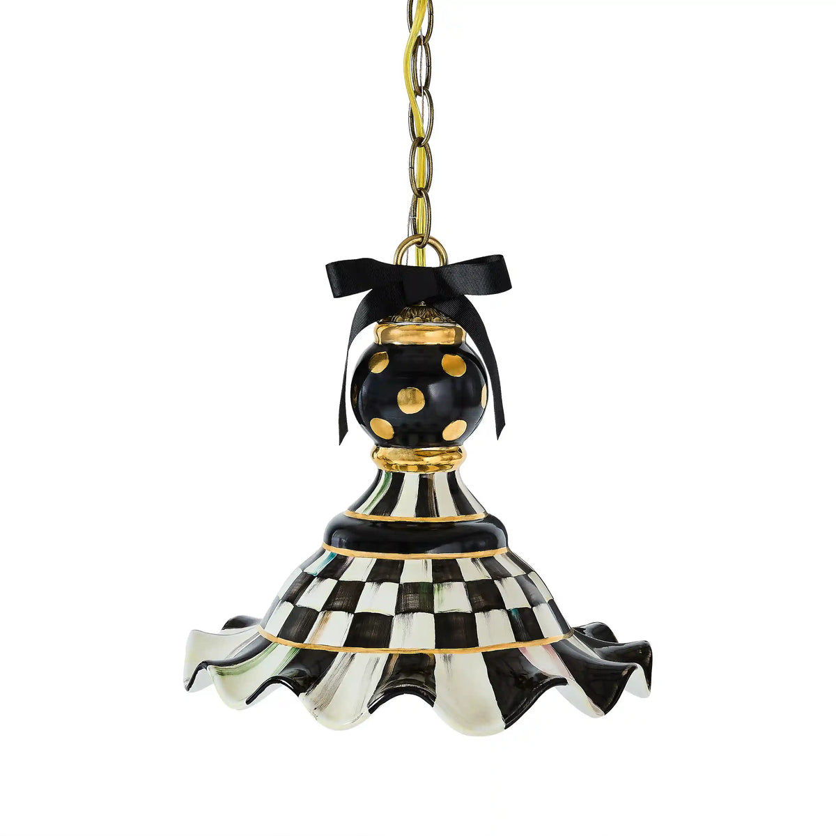 Mocha Check Medium Ceramic Pendant Lamp