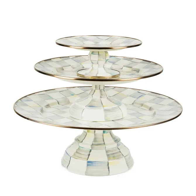 Sterling Check Small Pedestal Platter