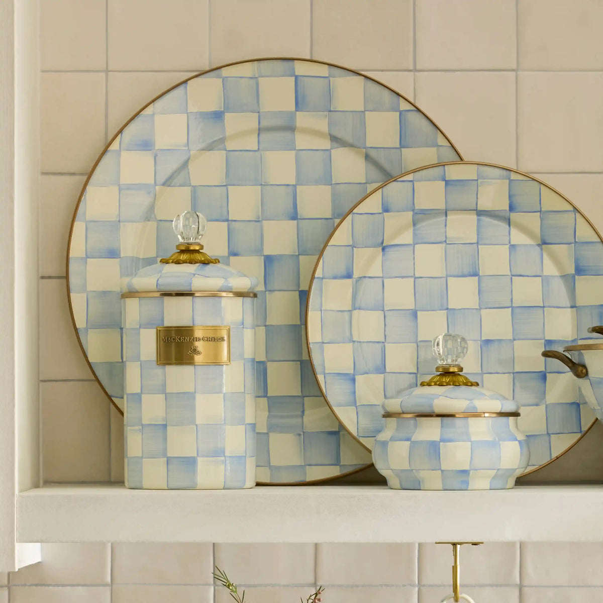 Violet Check Serving Platter