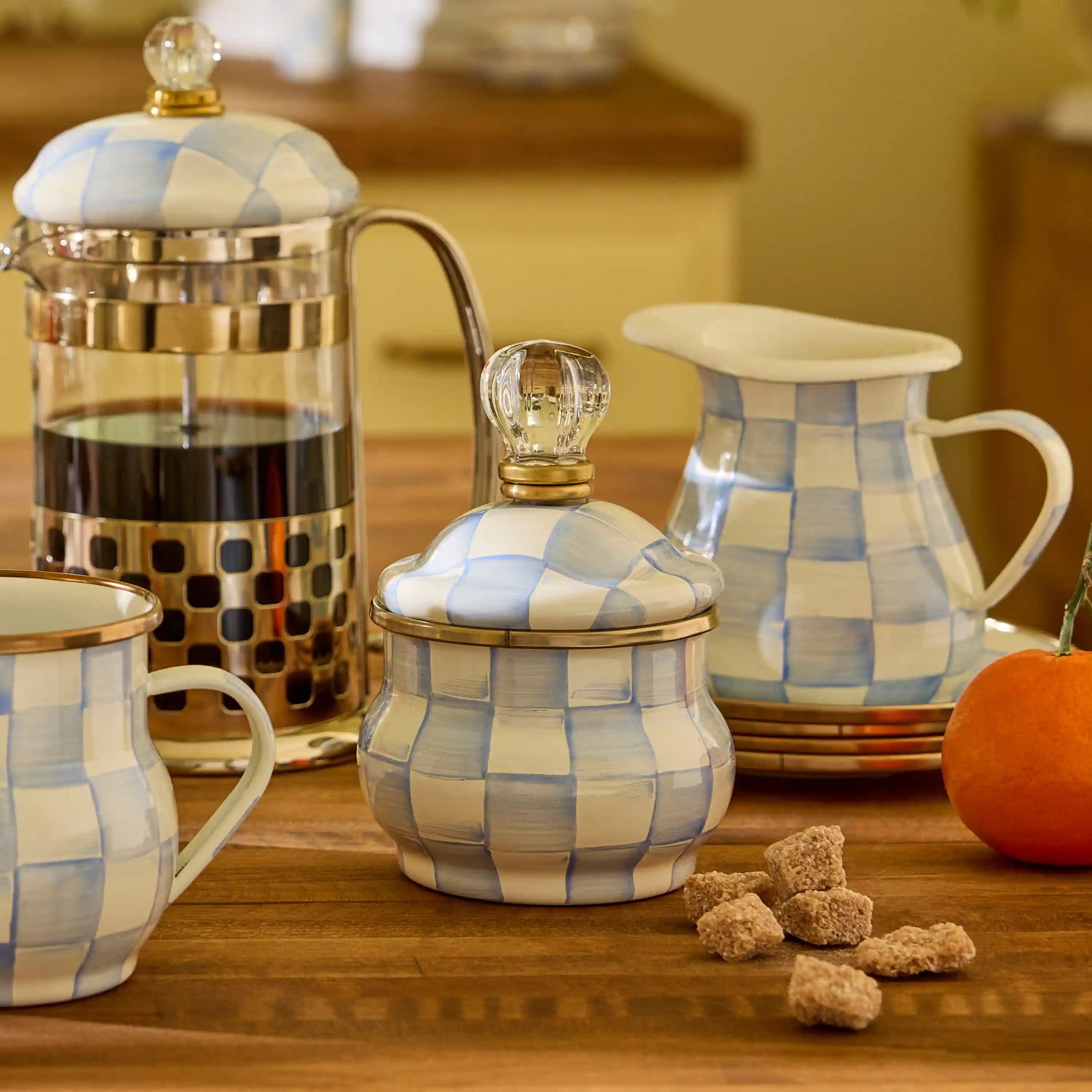 Mocha Check Lidded Sugar Bowl