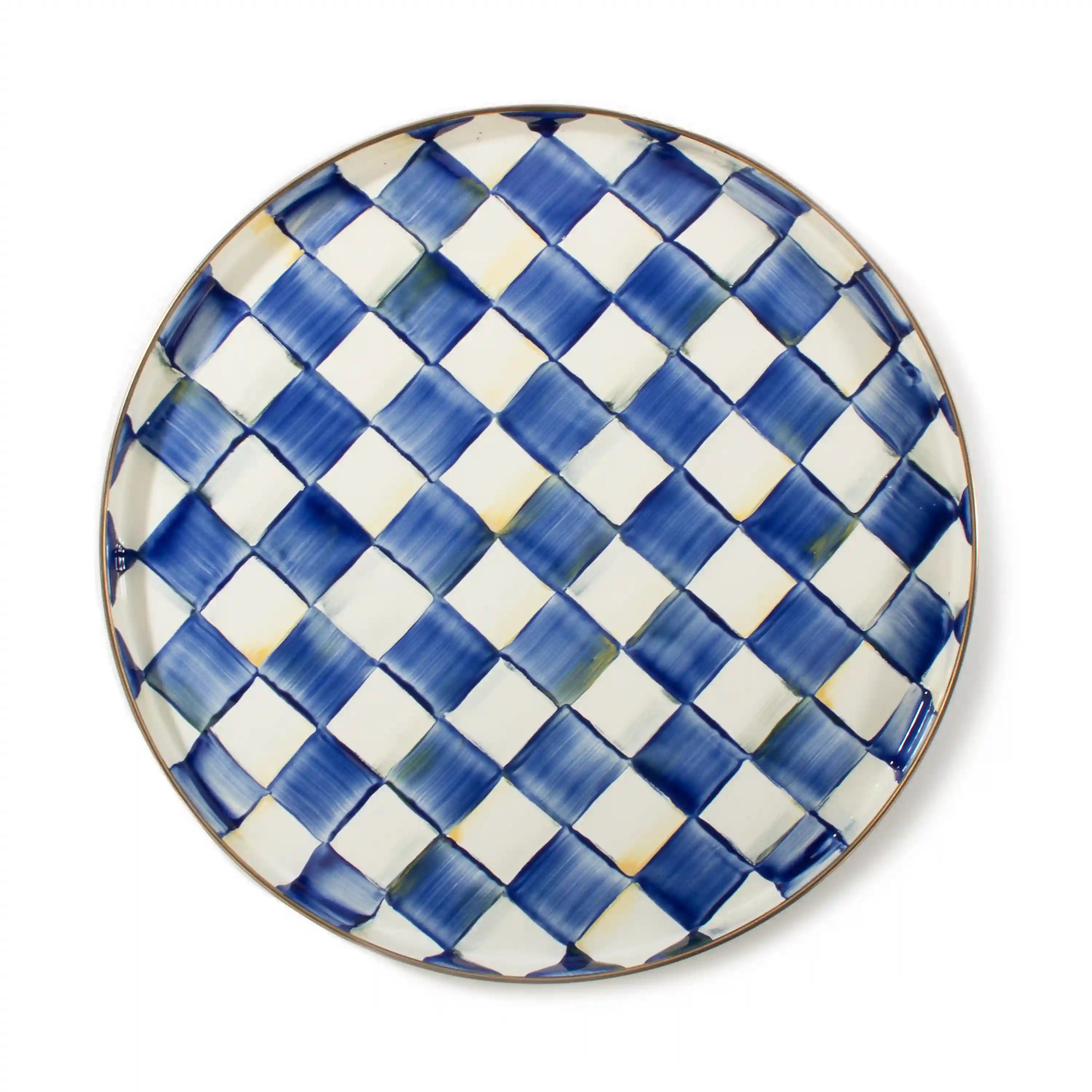 Emerald Check Round Tray