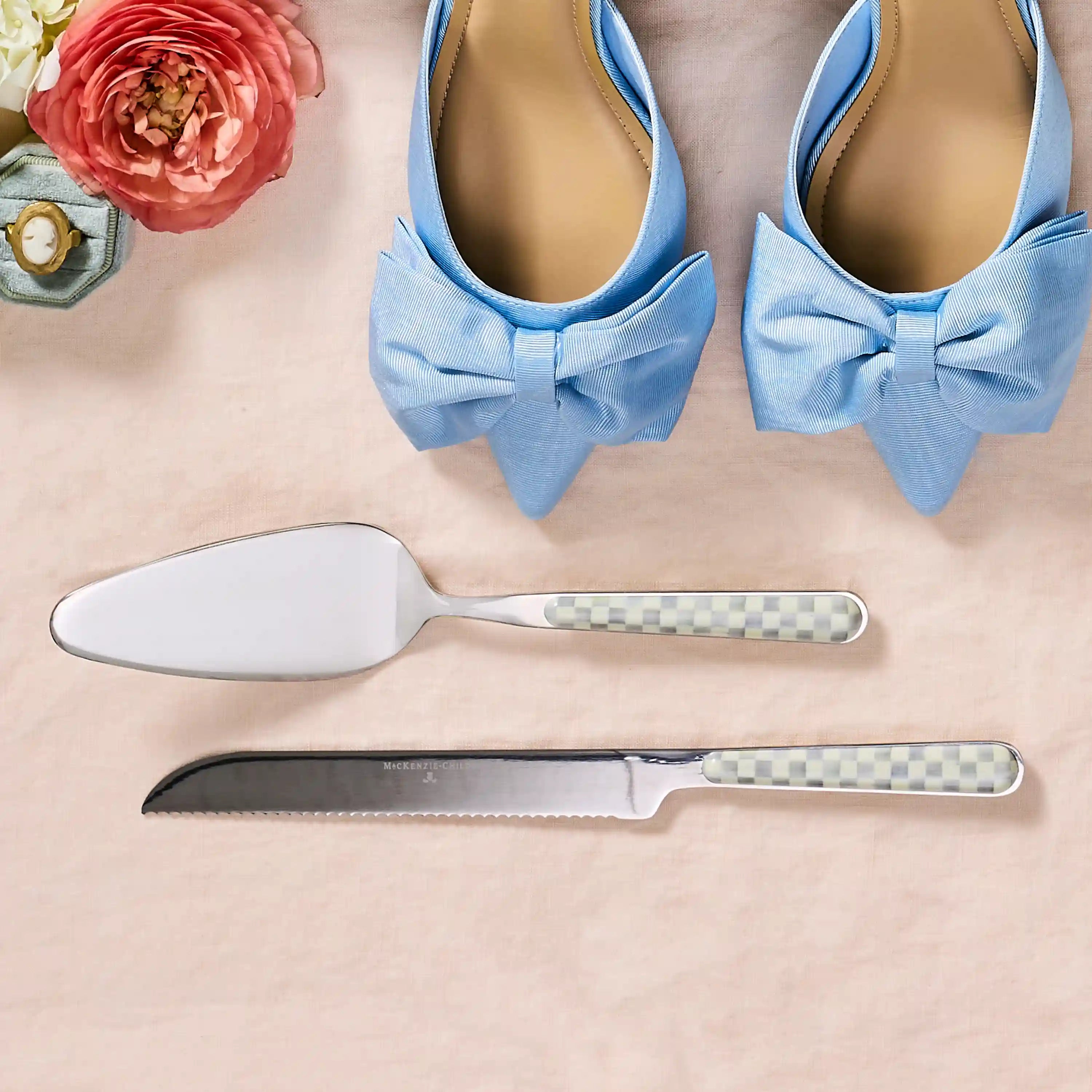 Sterling Check Bistro Cake Serving Set