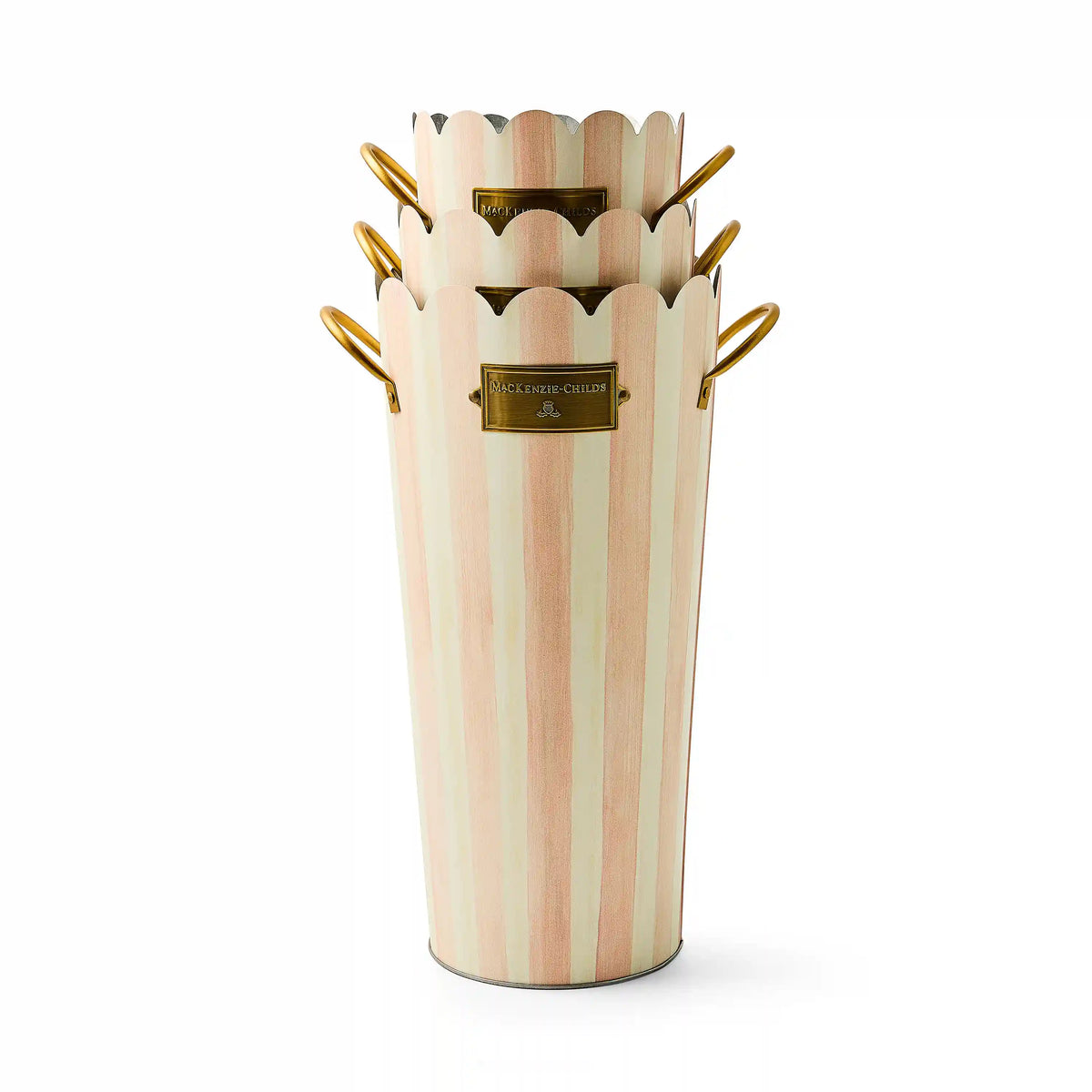 Rosy Stripe Flower Buckets, Set of 3