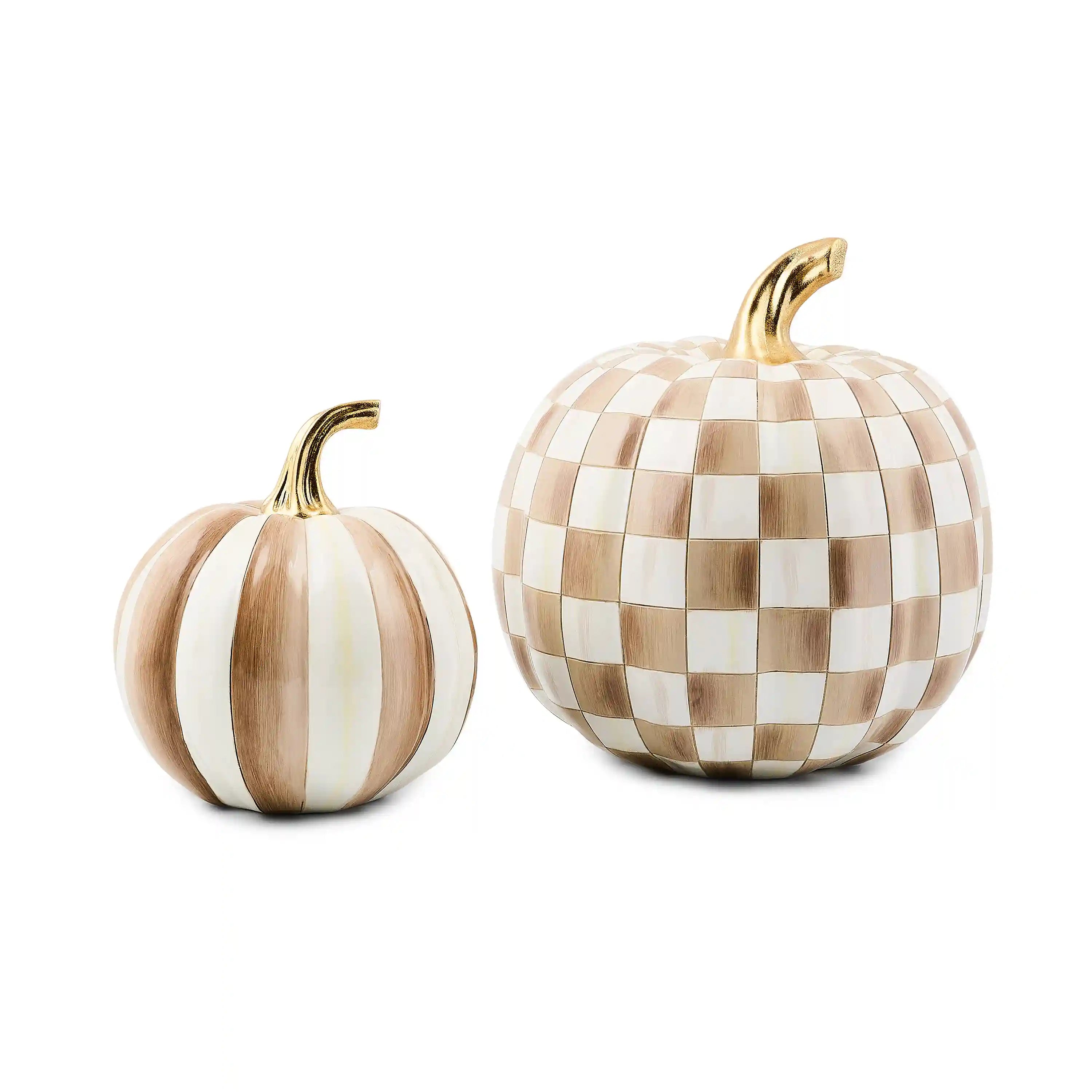Classic Bubblegum Stripe Small & Check Medium Pumpkin Set