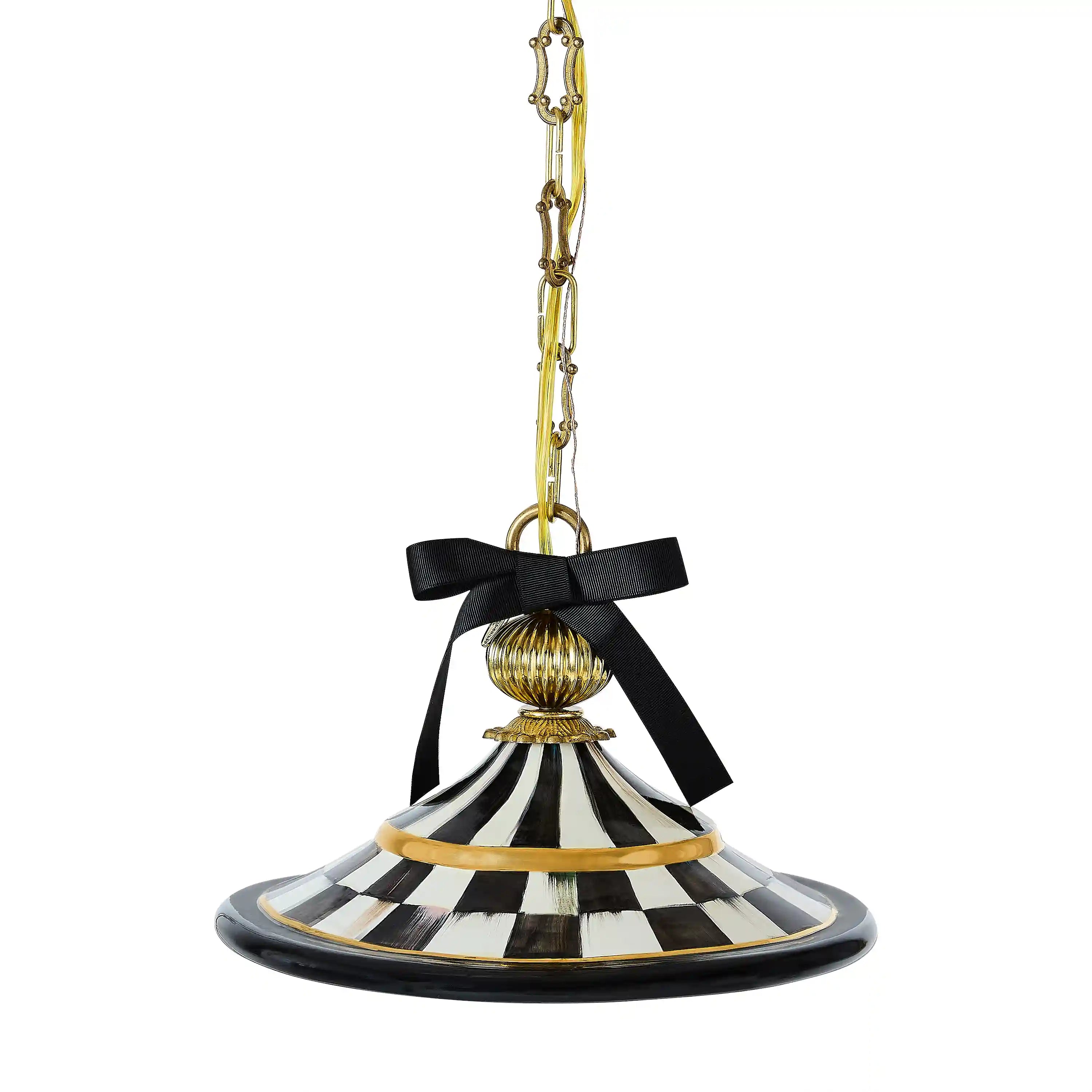 Mocha Check Flared Ceramic Pendant Lamp