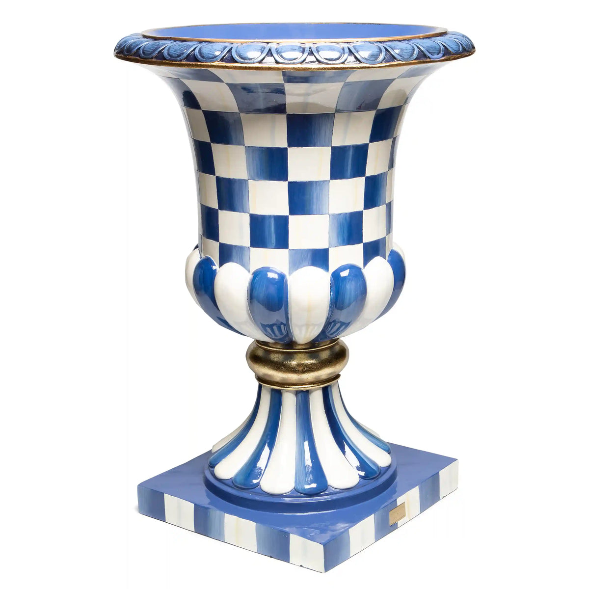 Mocha Check Pedestal Urn