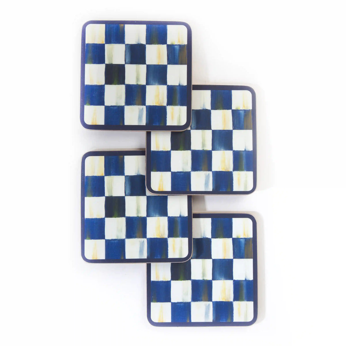 Rosy Check Cork Back Coasters, Set of 4