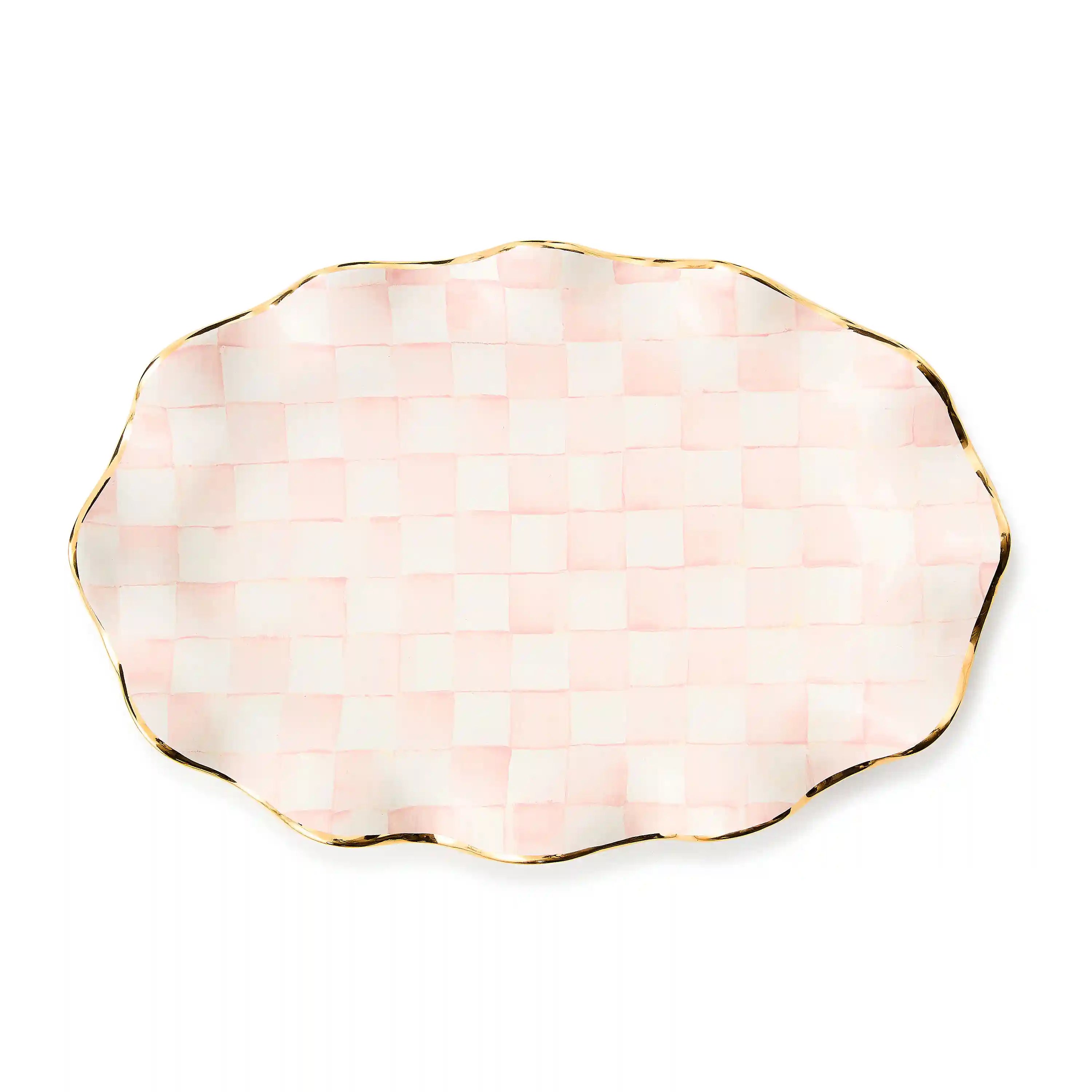 Mocha Check Ceramic Serving Platter