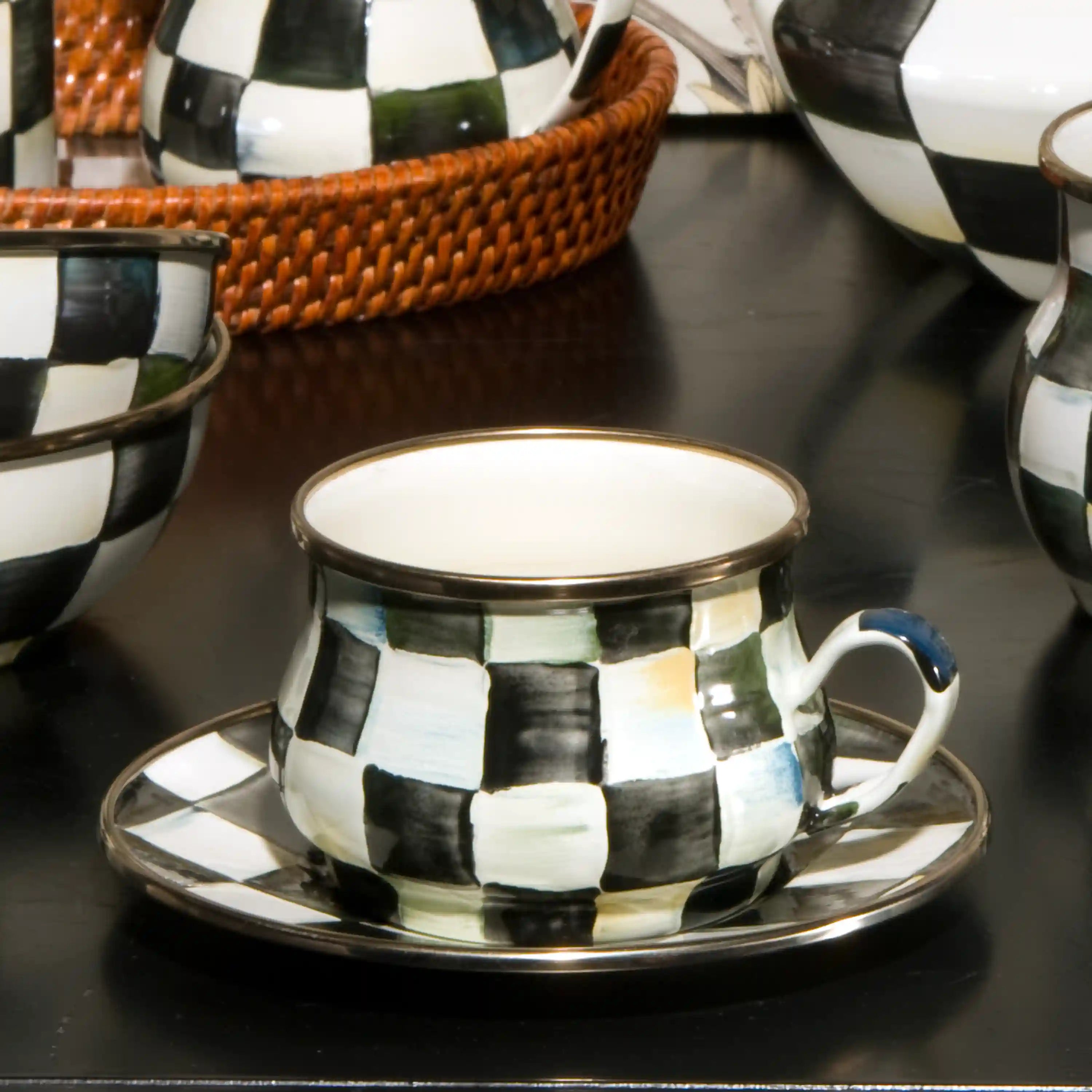 Mocha Check Teacup