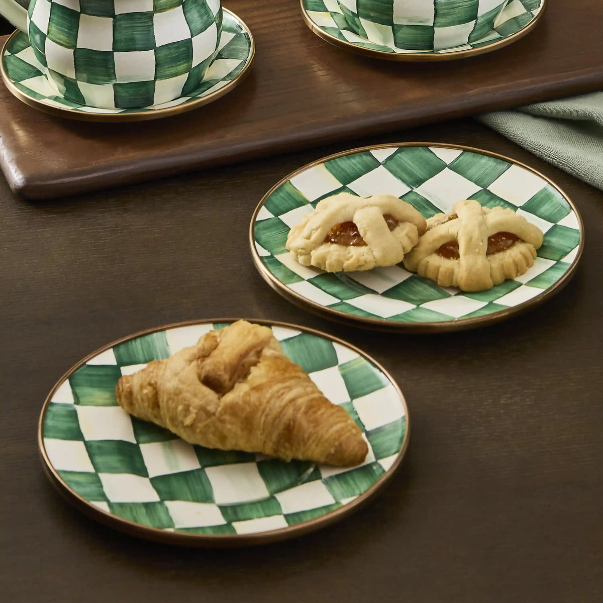 Mocha Check Appetizer Plates, Set of 4