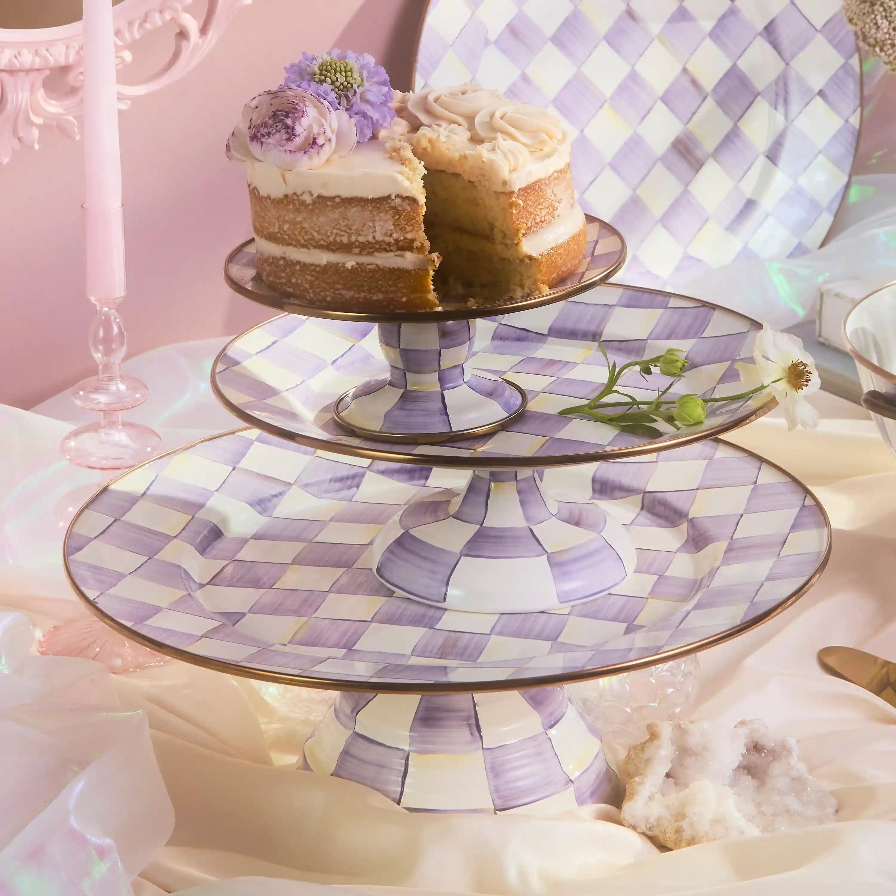Sterling Check Mini Pedestal Platter
