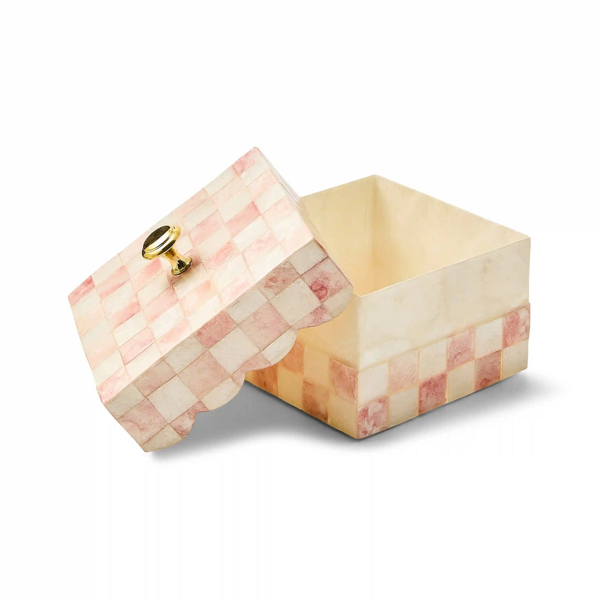 Rosy Check Capiz Scalloped Box