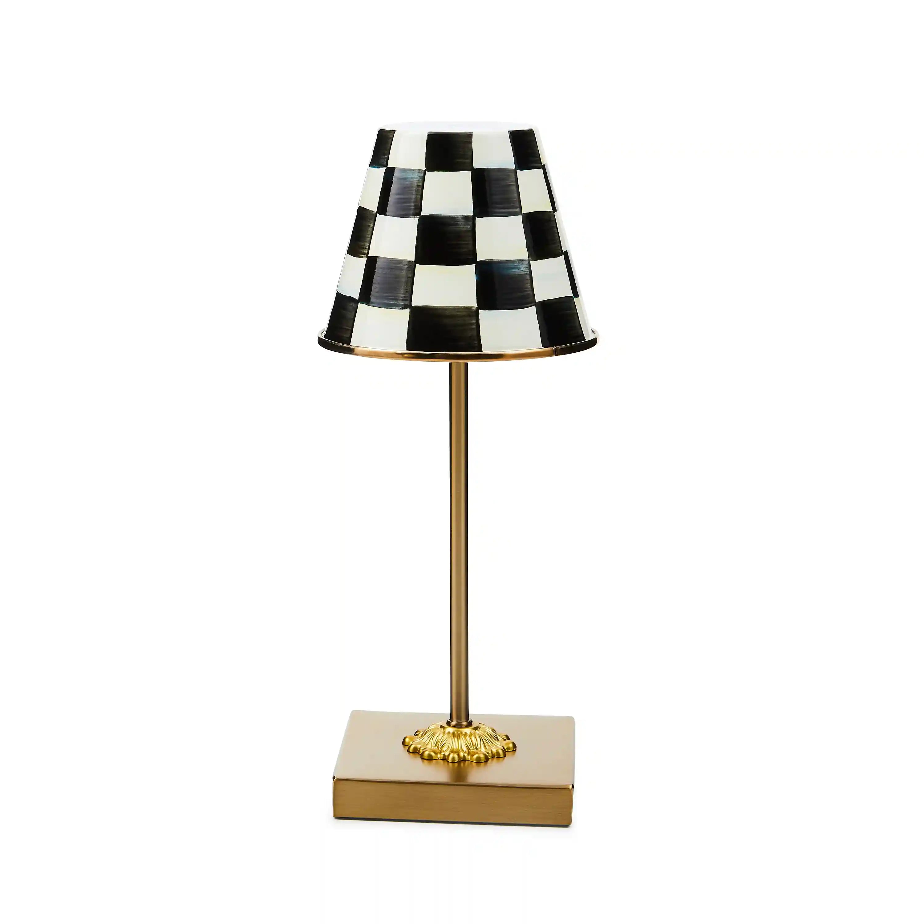 Mocha Check LED Rechargeable Cafe Table Lamp