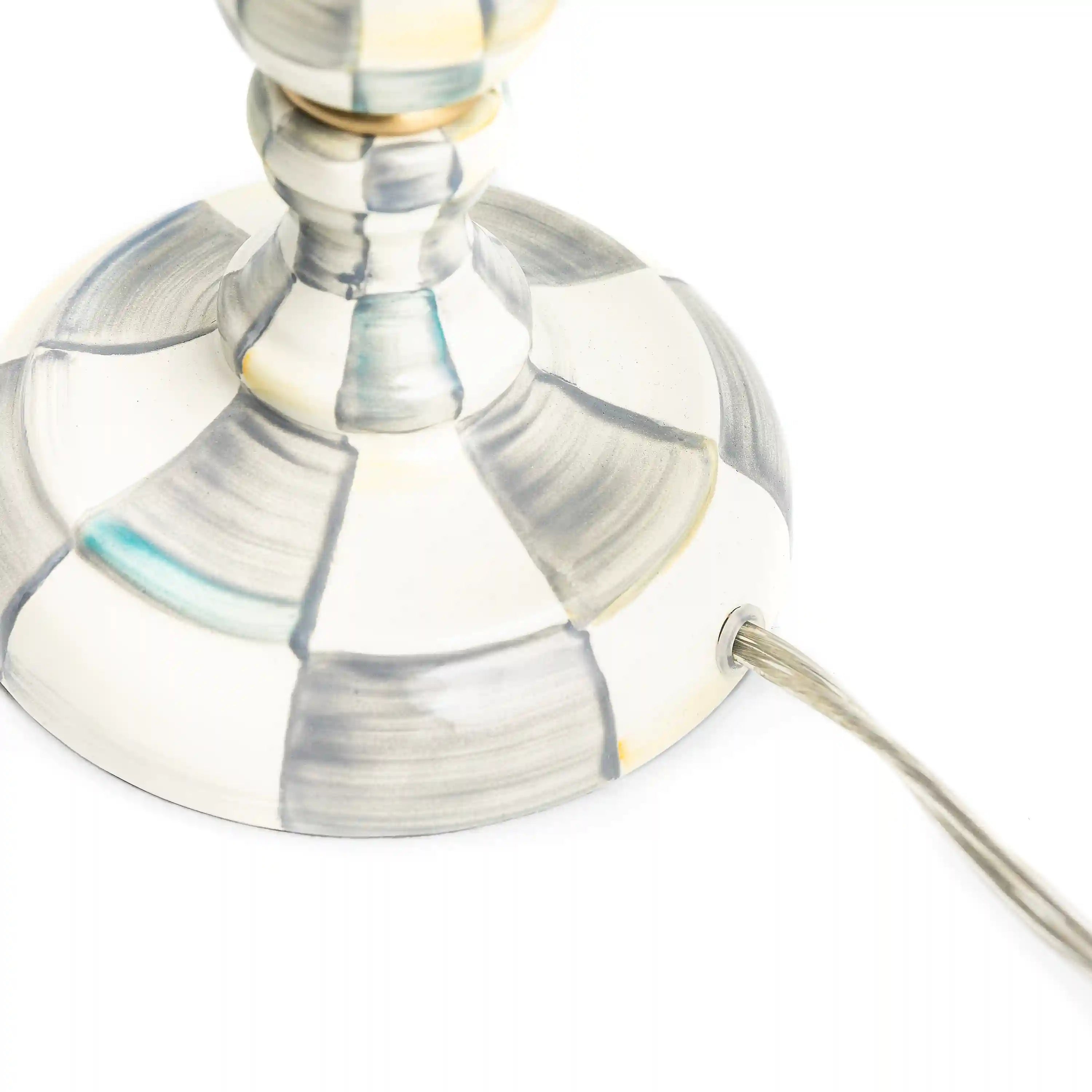 Emerald Check Candlestick Lamp
