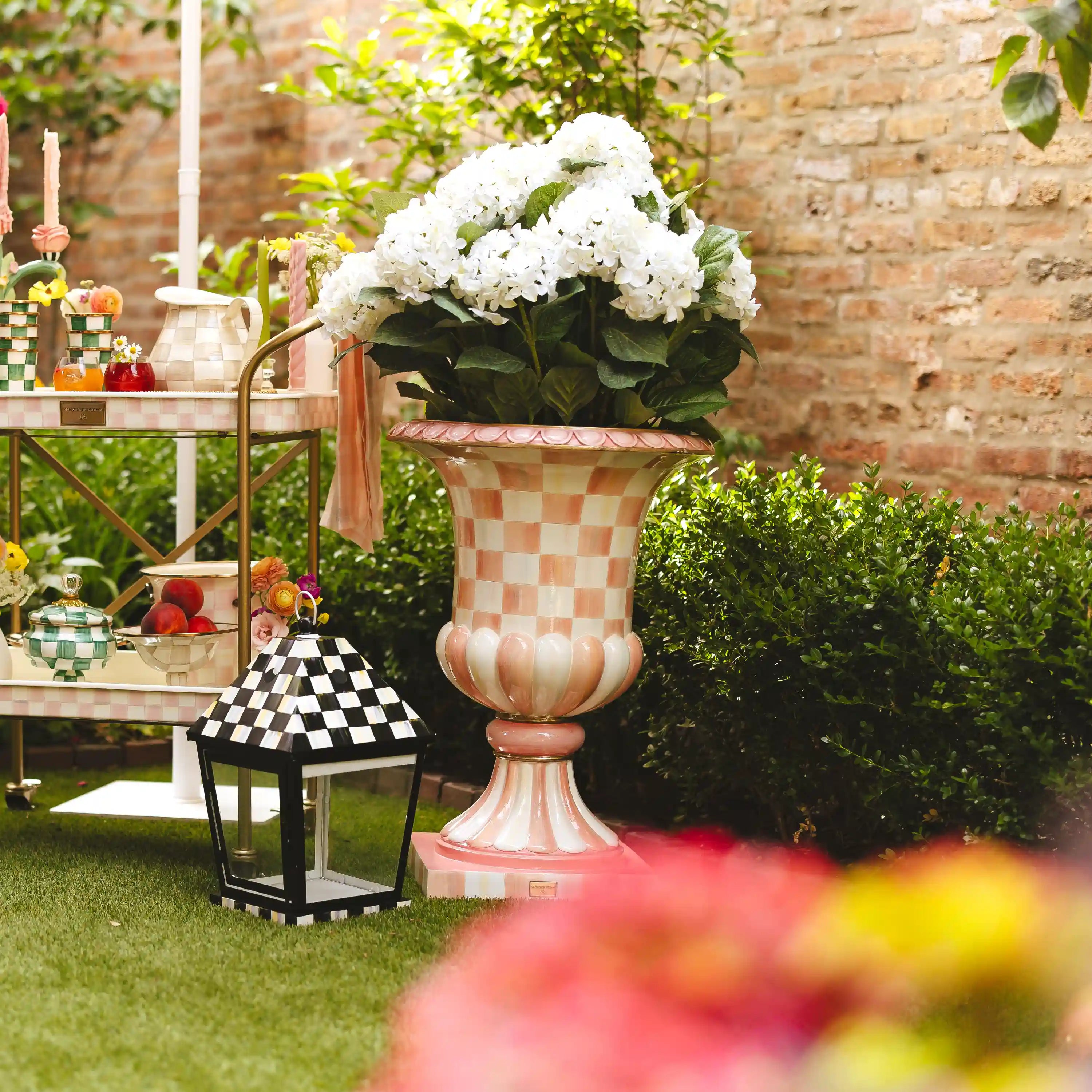 Royal Check Pedestal Urn