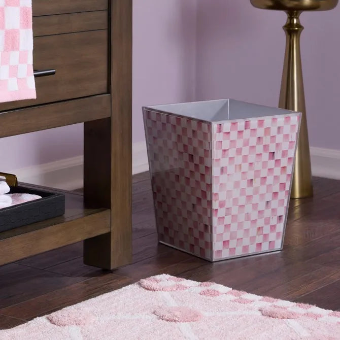 Rosy Check Glass Waste Bin