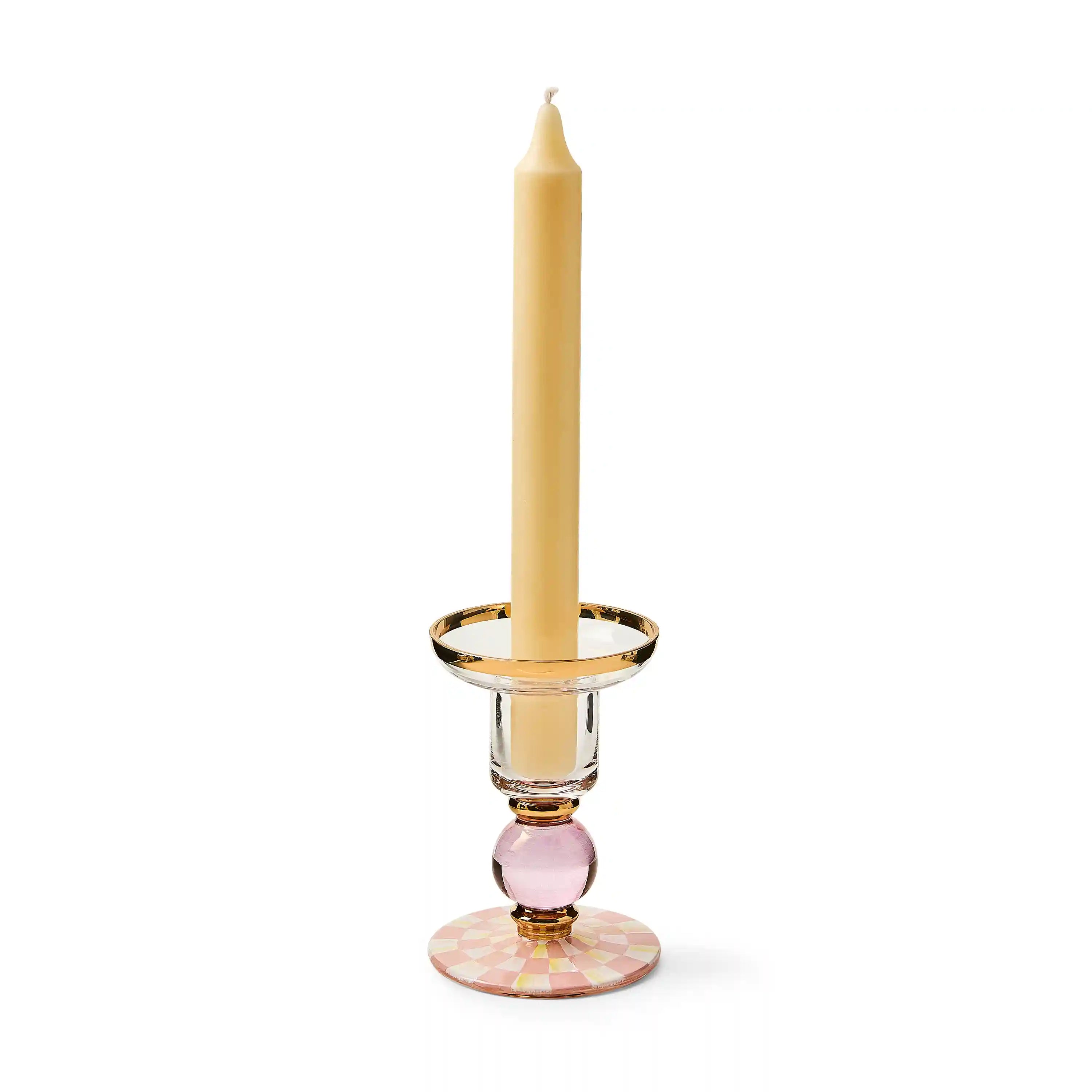 Rosy Check Large Glass Candlestick