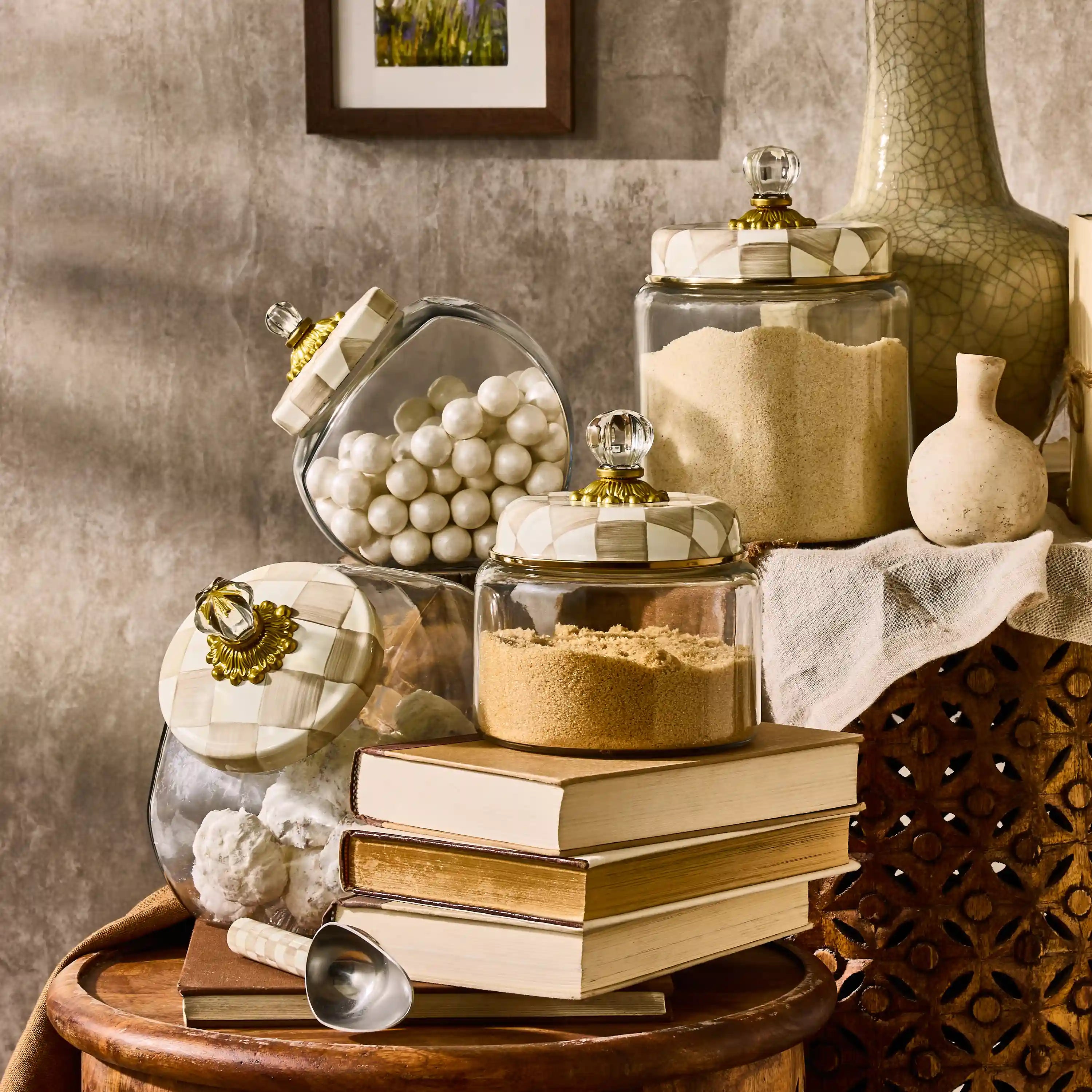 Cookie Jar with Emerald Check Lid