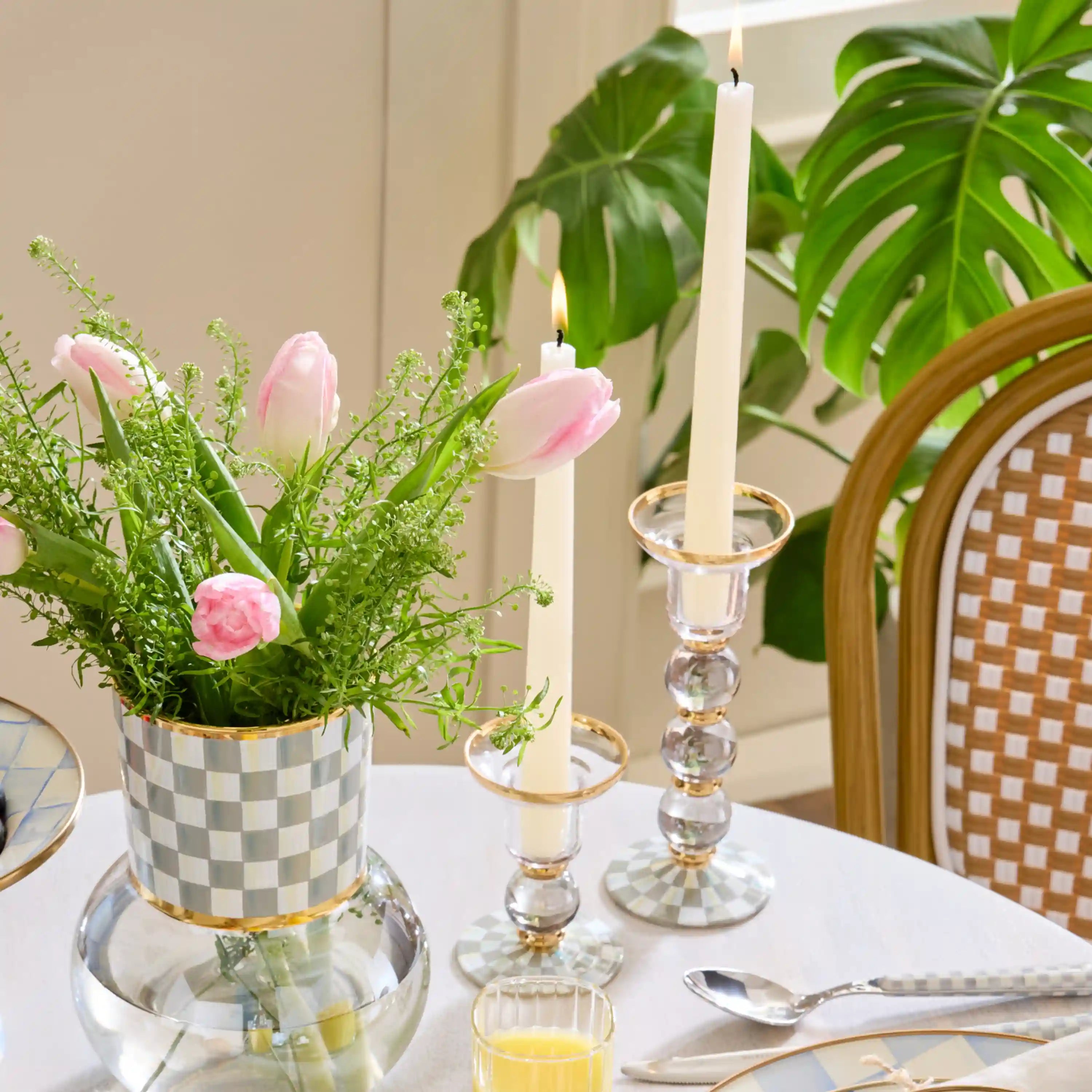 Rosy Check Small Glass Candlestick
