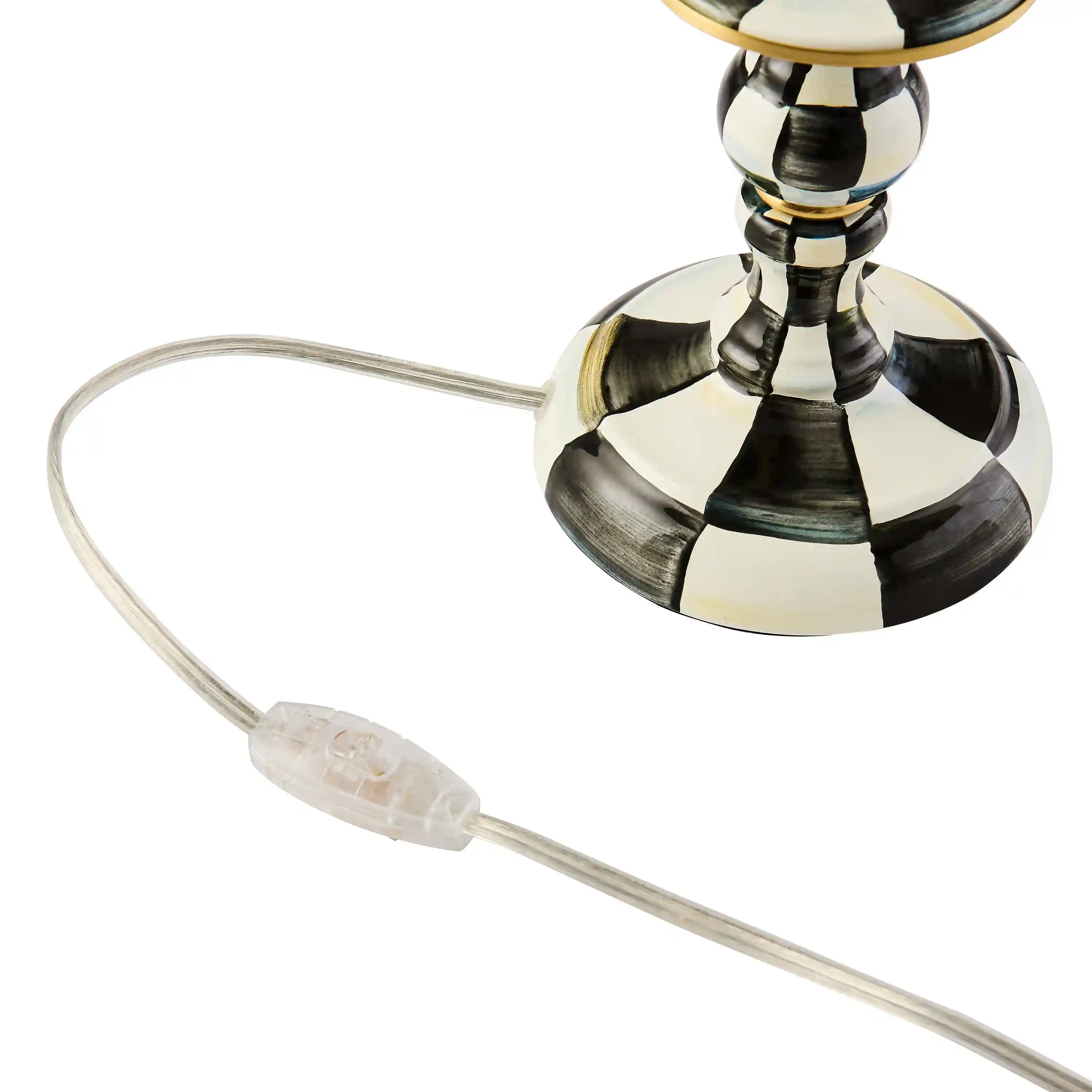 Mocha Check Candlestick Lamp