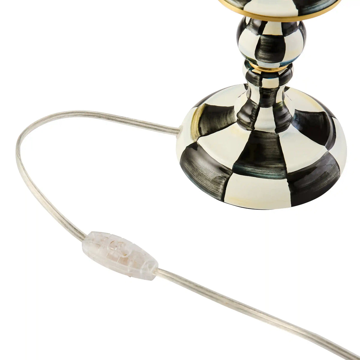 Violet Check Candlestick Lamp