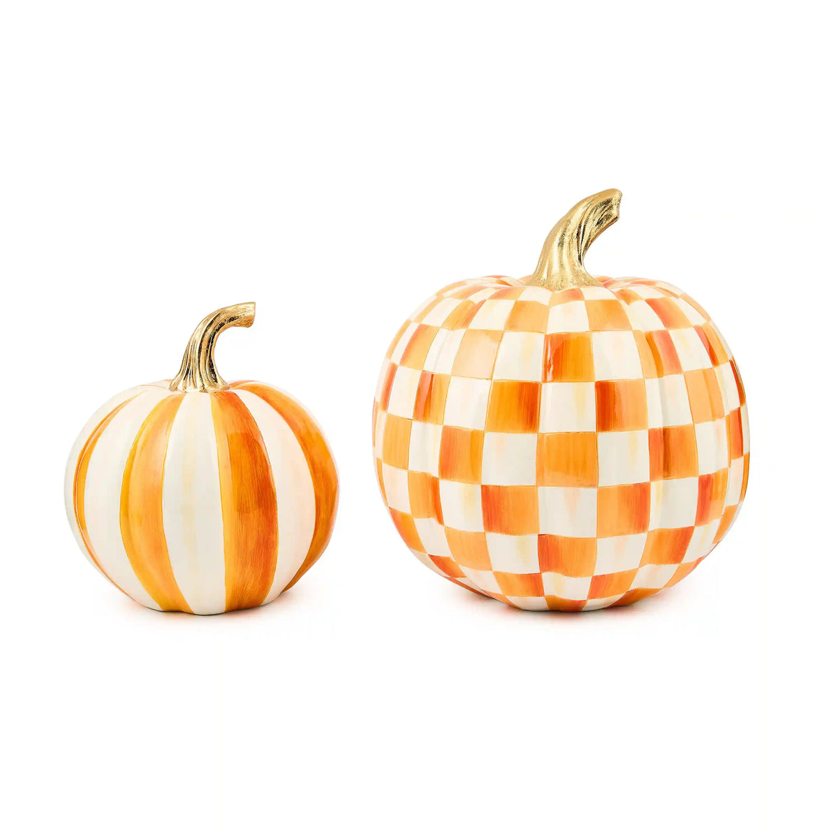 Classic Bubblegum Stripe Small & Check Medium Pumpkin Set