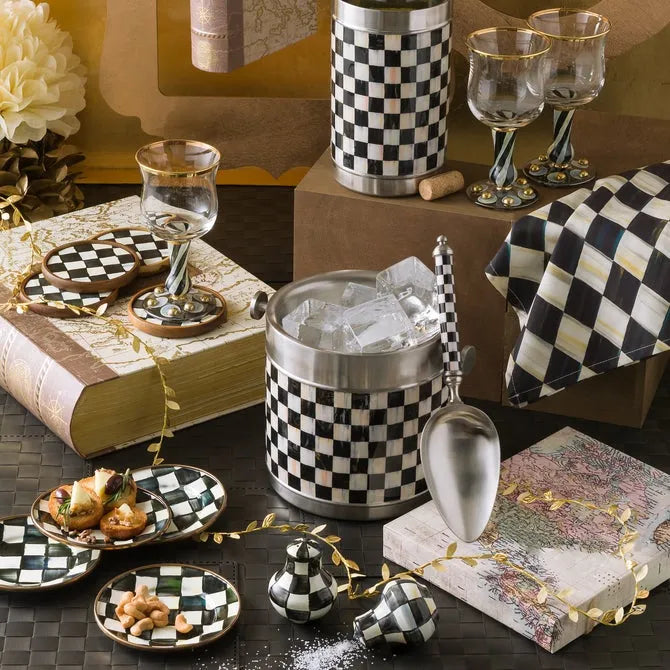 Courtly Check Enamel Coasters, Set of 4