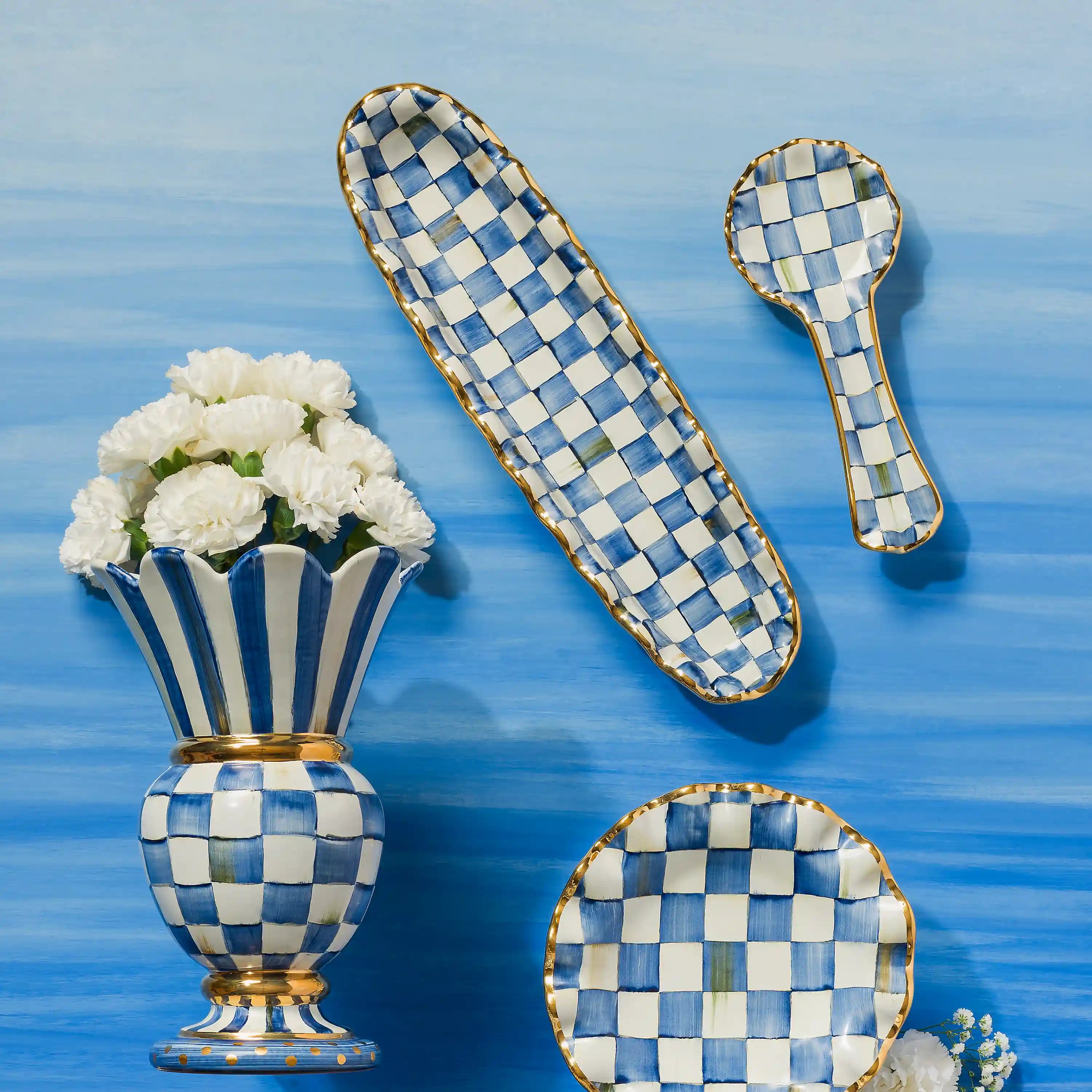 Mocha Check Ceramic Great Vase