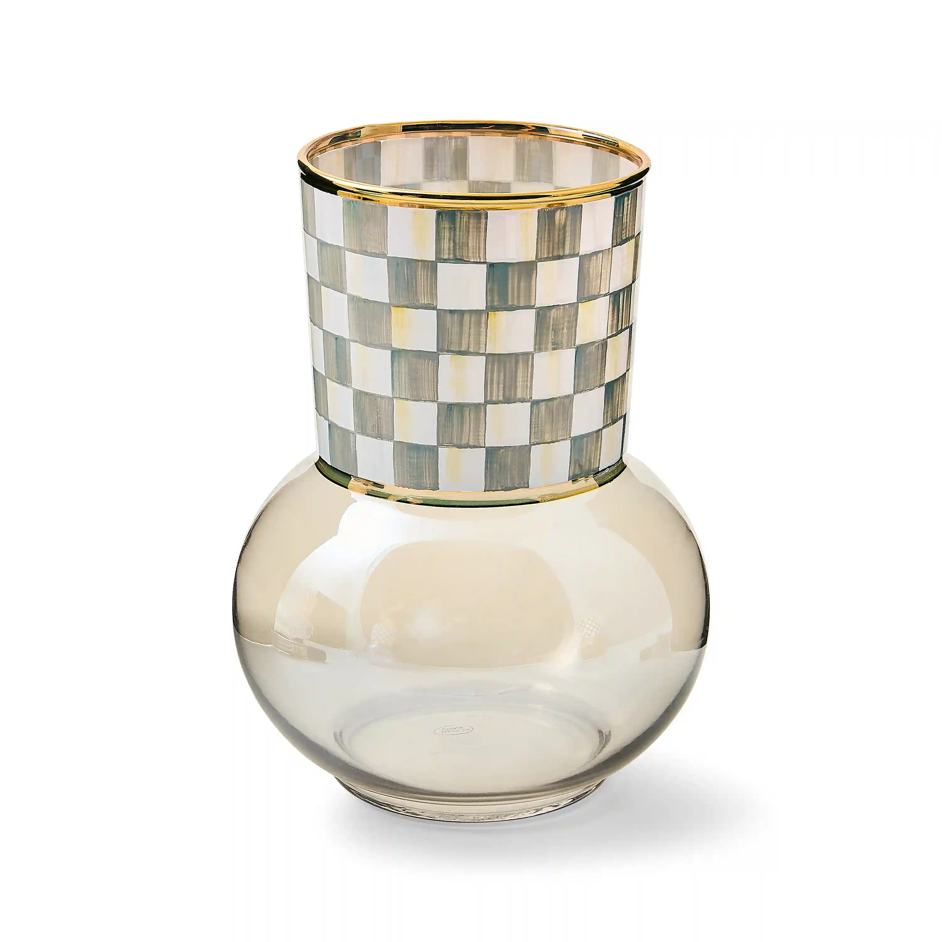 Violet Check Glass Vase