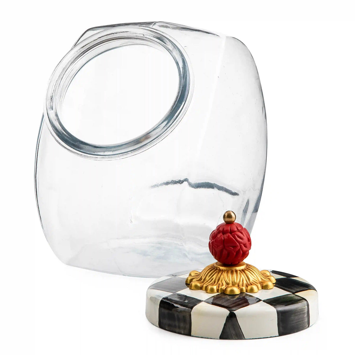 Sweets Jar with Violet Check Lid