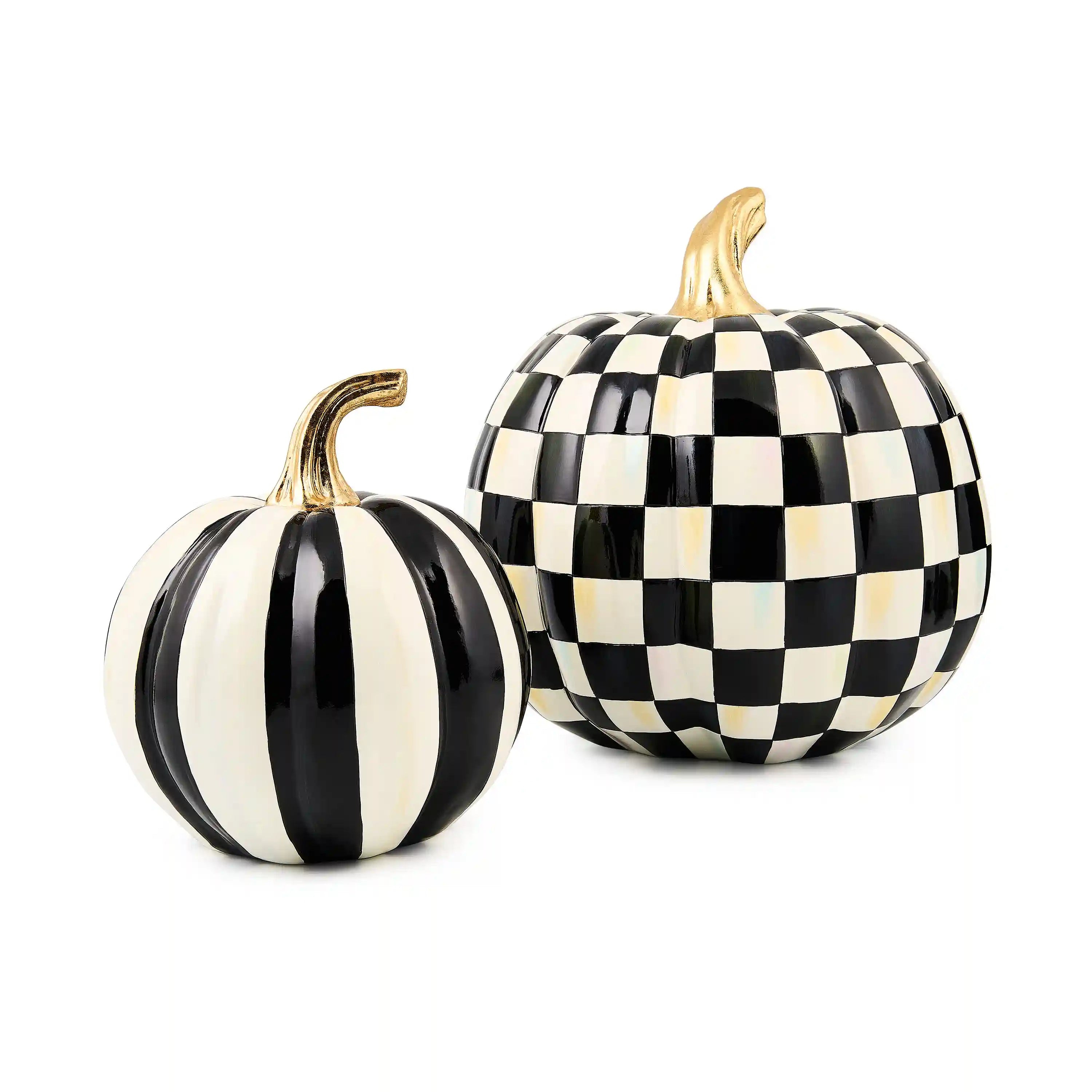 Classic Sterling Stripe Small & Check Medium Pumpkin Set