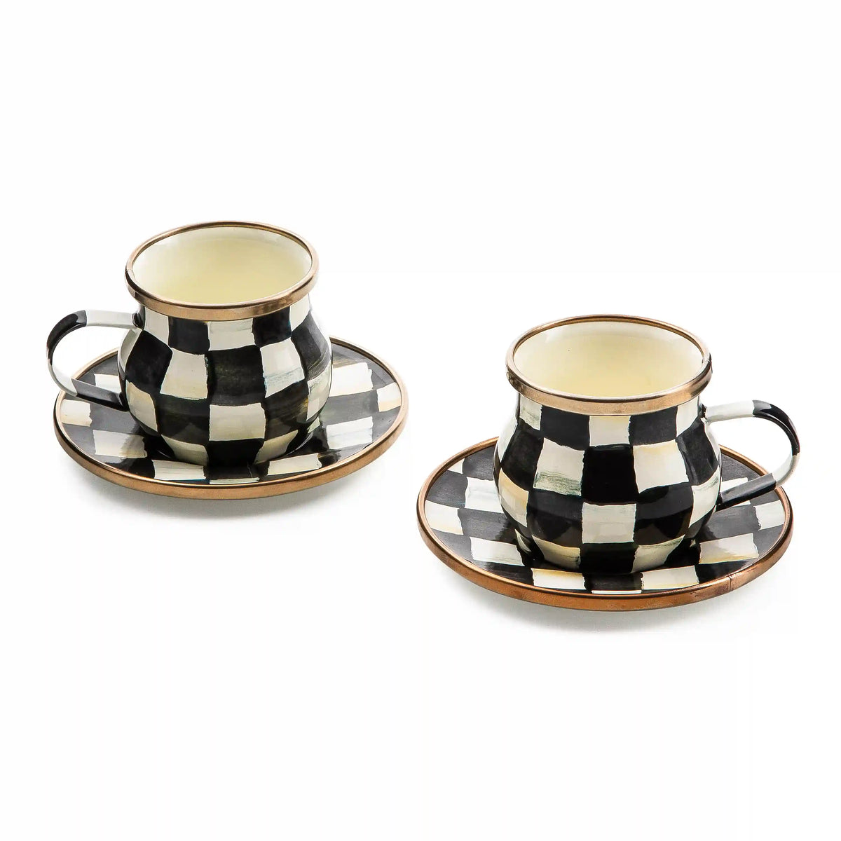 Sterling Check Espresso Cup & Saucer Set