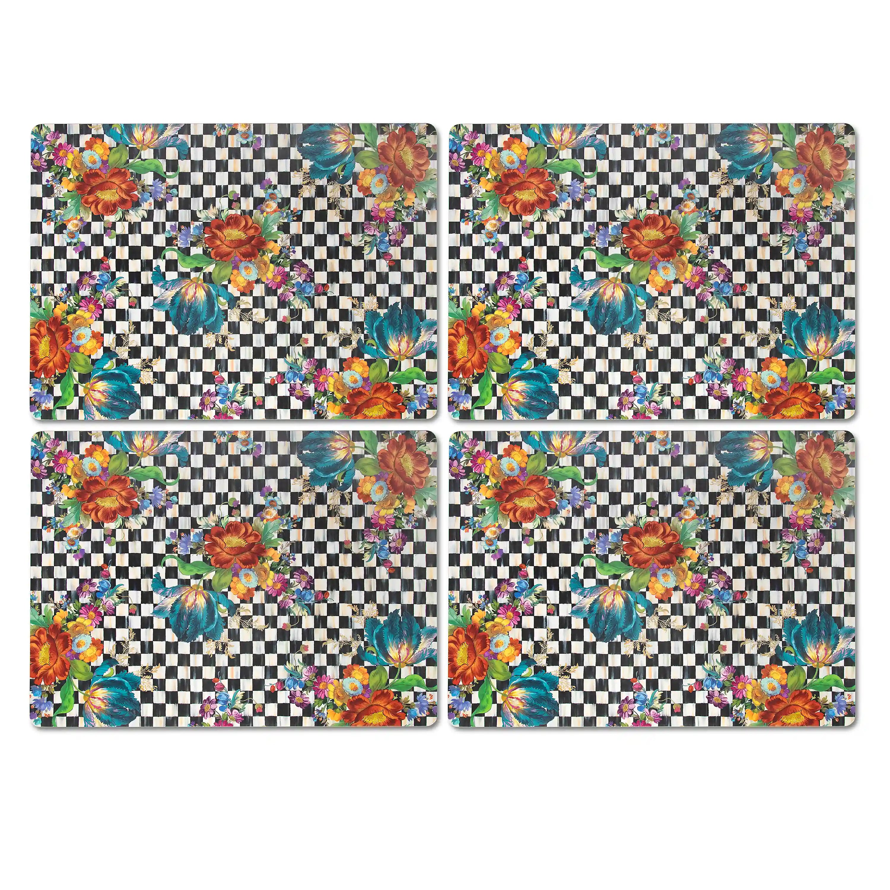 Mocha Check Cork Back Placemats, Set of 4