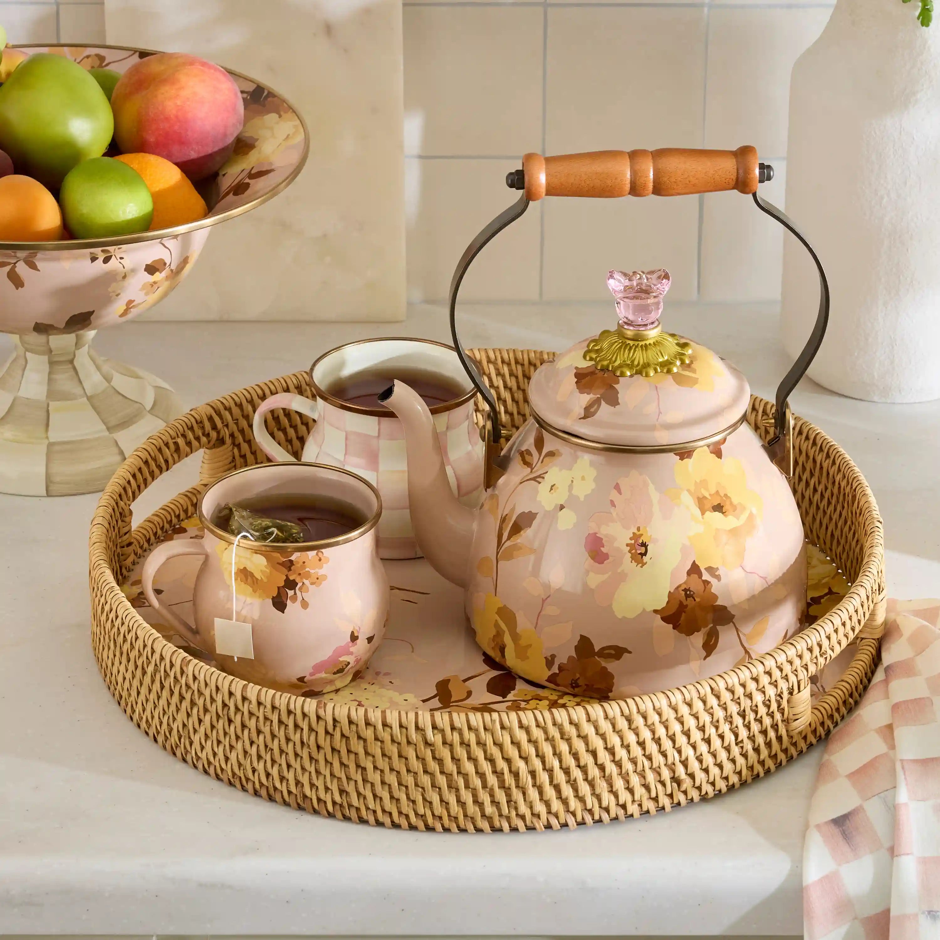 Wildflowers Pink 2 Quart Tea Kettle