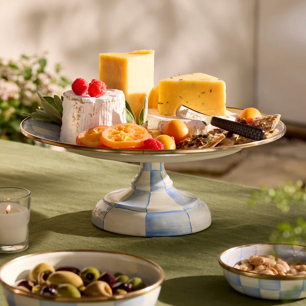 Sky Check Mini Pedestal Platter