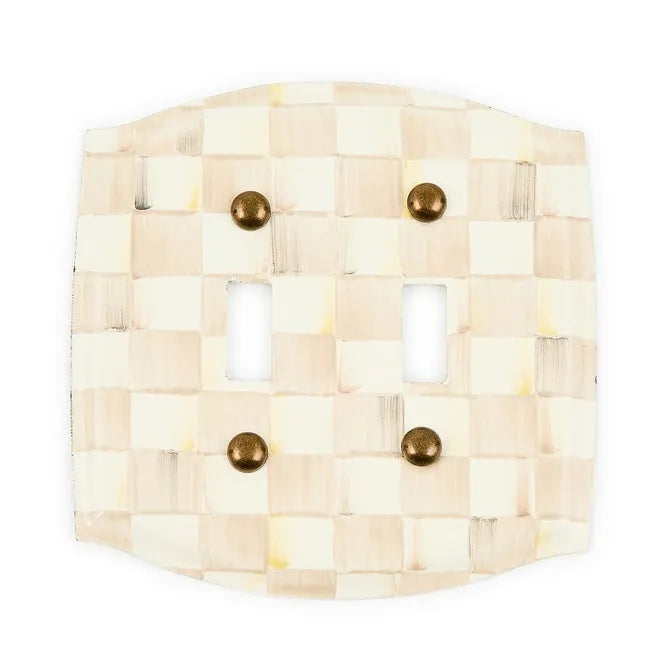 Mocha Check Double Toggle Switch Plate